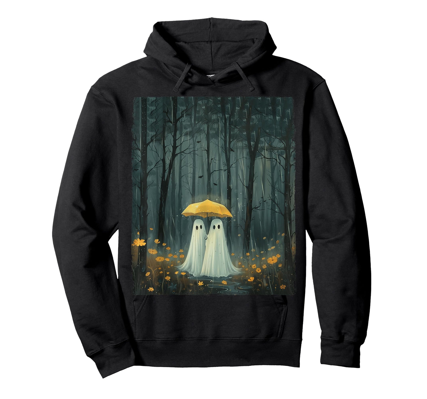 Floral Ghost Holds Umbrella Couple Spooky Season Women Men T-Shirt
