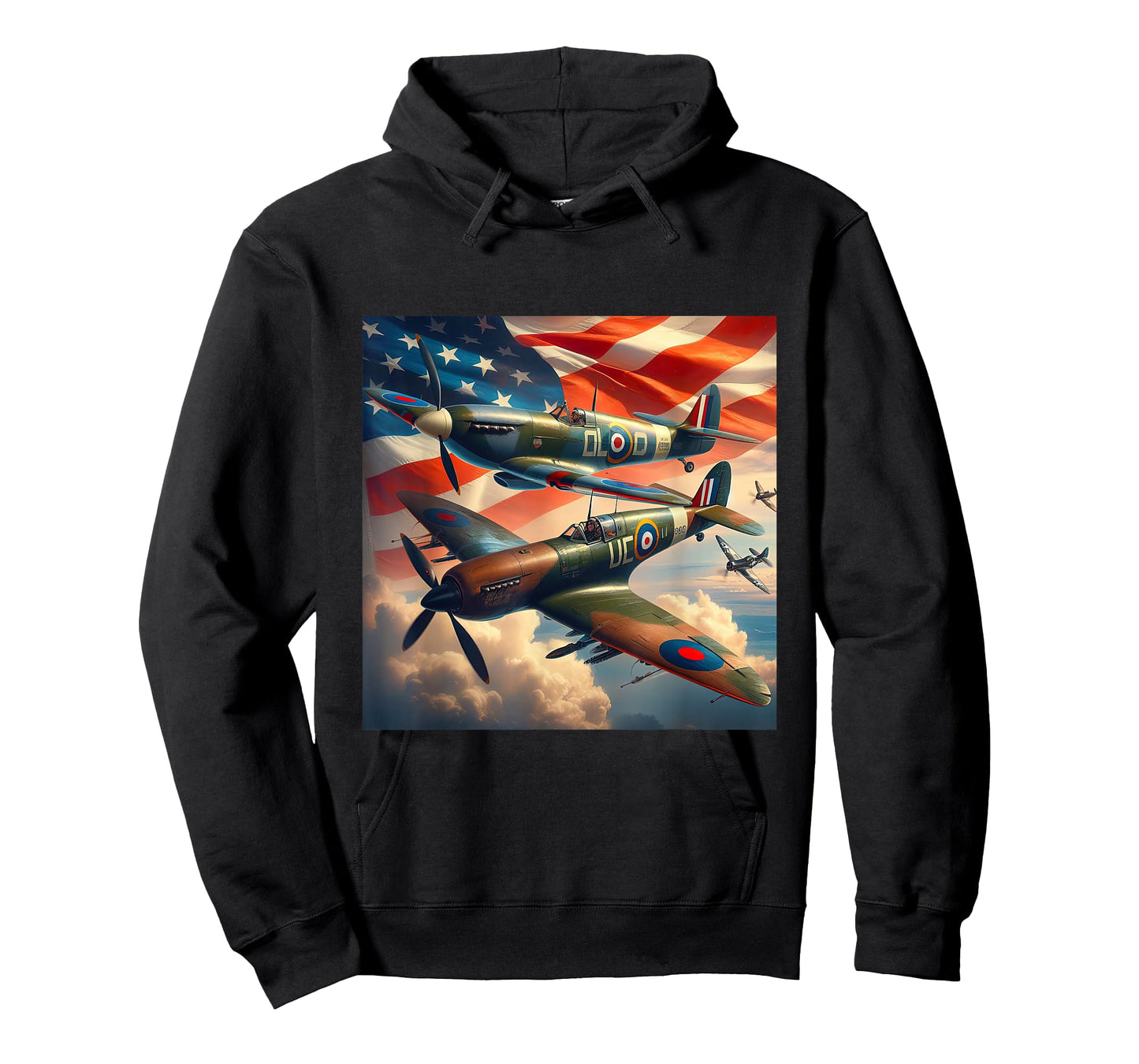Spitfire F4U Corsair WW2 Airplanes US Flag T-Shirt