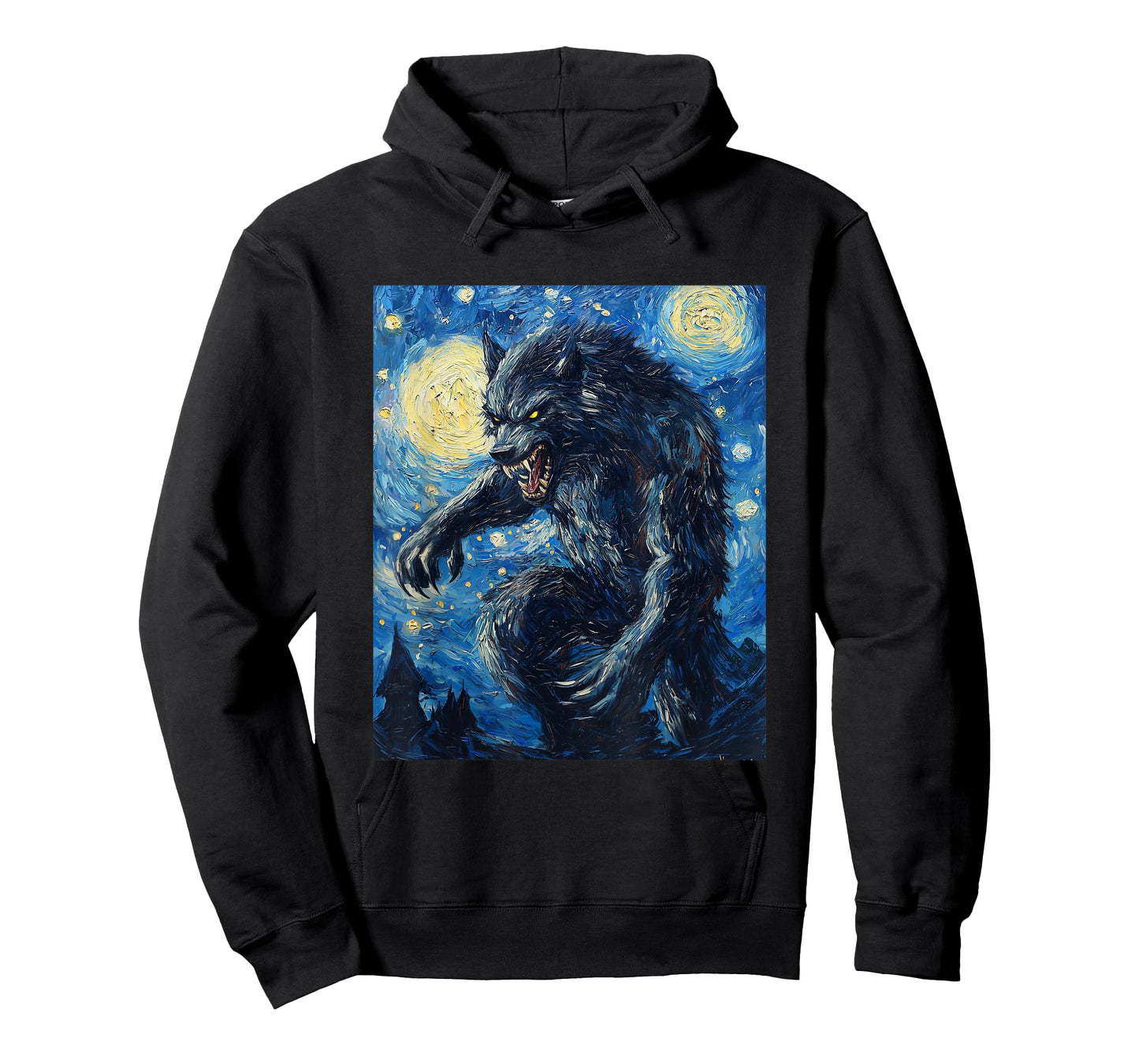 Werewolf Wolf Wolves - Van Gogh Style - Starry Night Graphic T-Shirt
