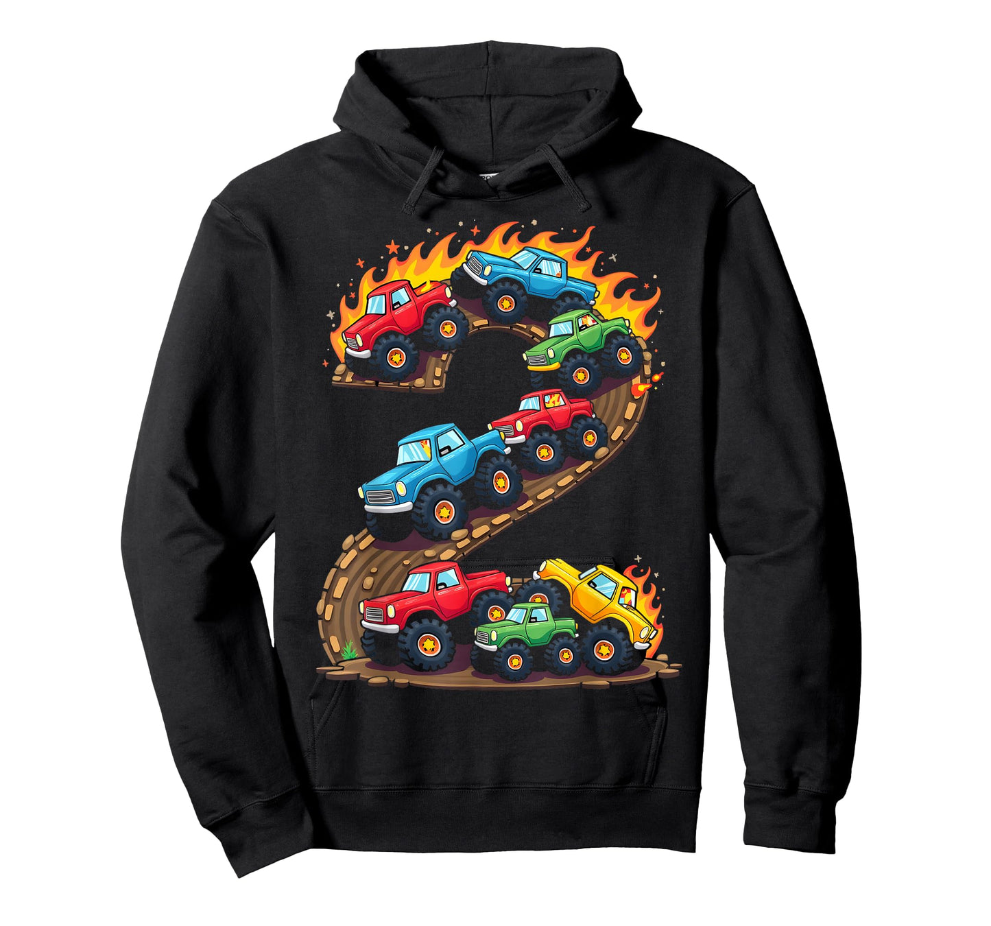 2 Year Old Monster Truck Boy Toddler 2nd Birthday Party T-Shirt