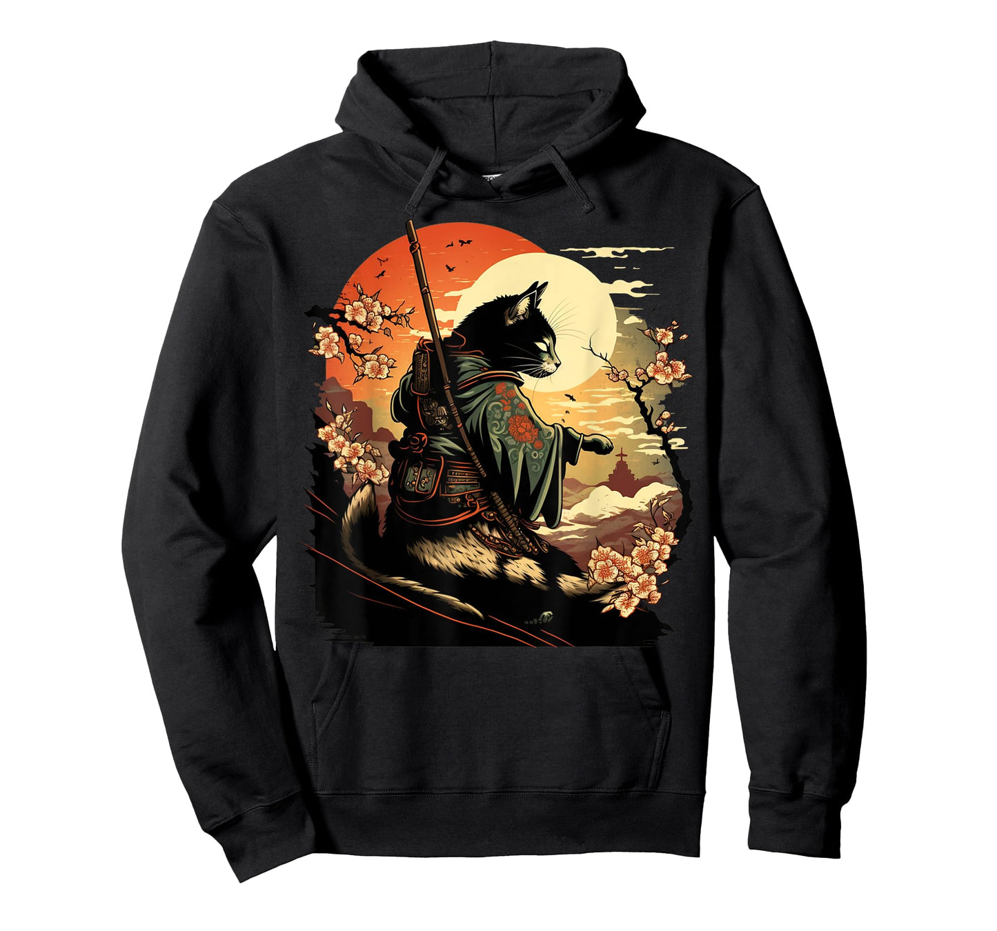 Japanese Art Cat Ninja Ukiyo-e Anime Style Samurai Cat T-Shirt