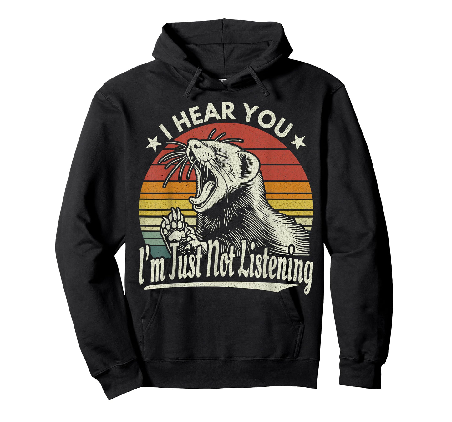 Yawn Ferret I Hear You I´m Just Not Listening Sunset Retro T-Shirt