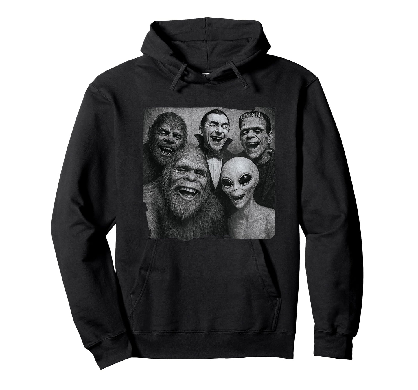 Halloween Bigfoot Alien Dracula Frankenstein Wolf Man Selfie T-Shirt
