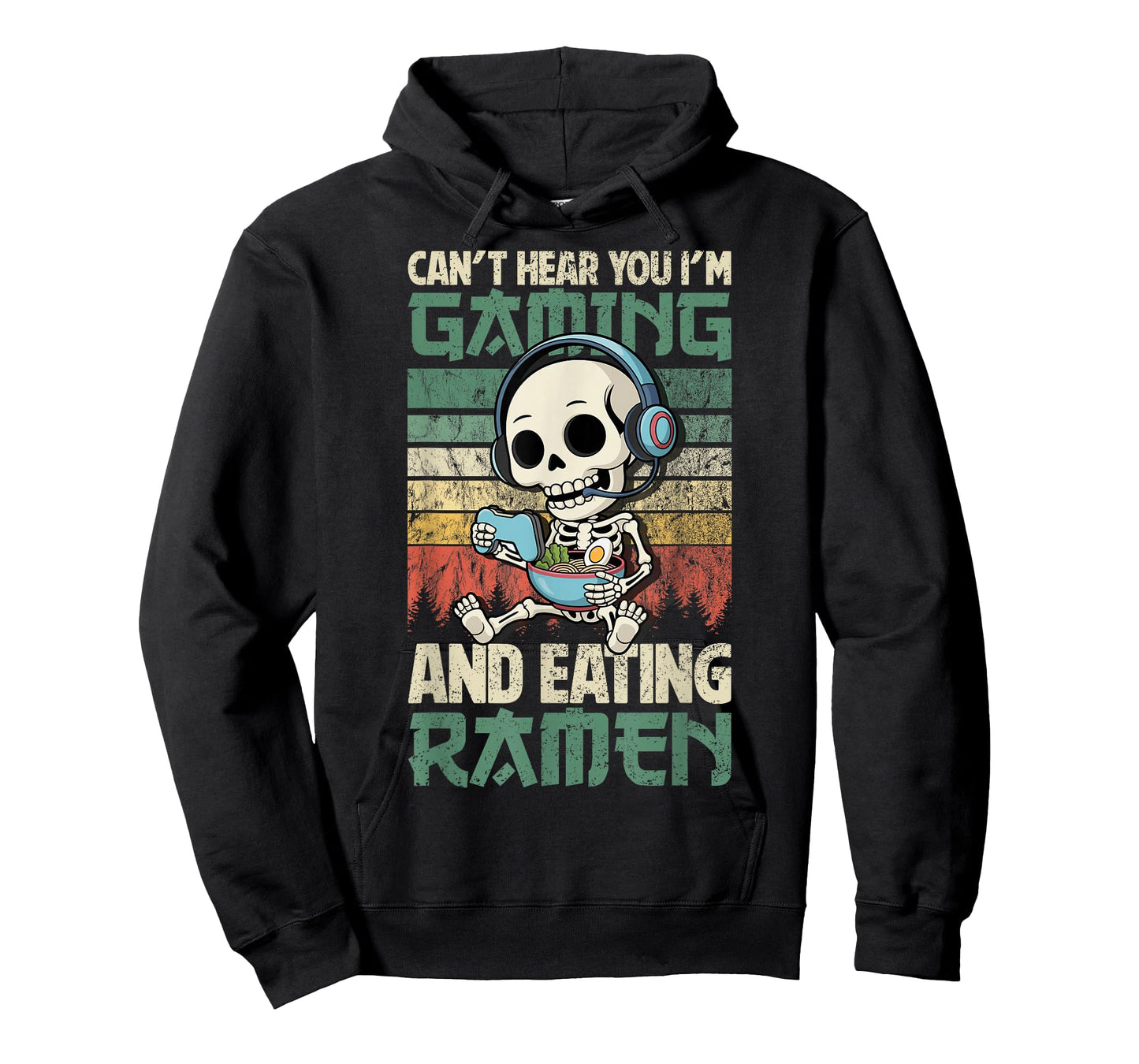 Gaming Can't Hear You Gaming and Ramen Funny Skeleton Gamer T-Shirt