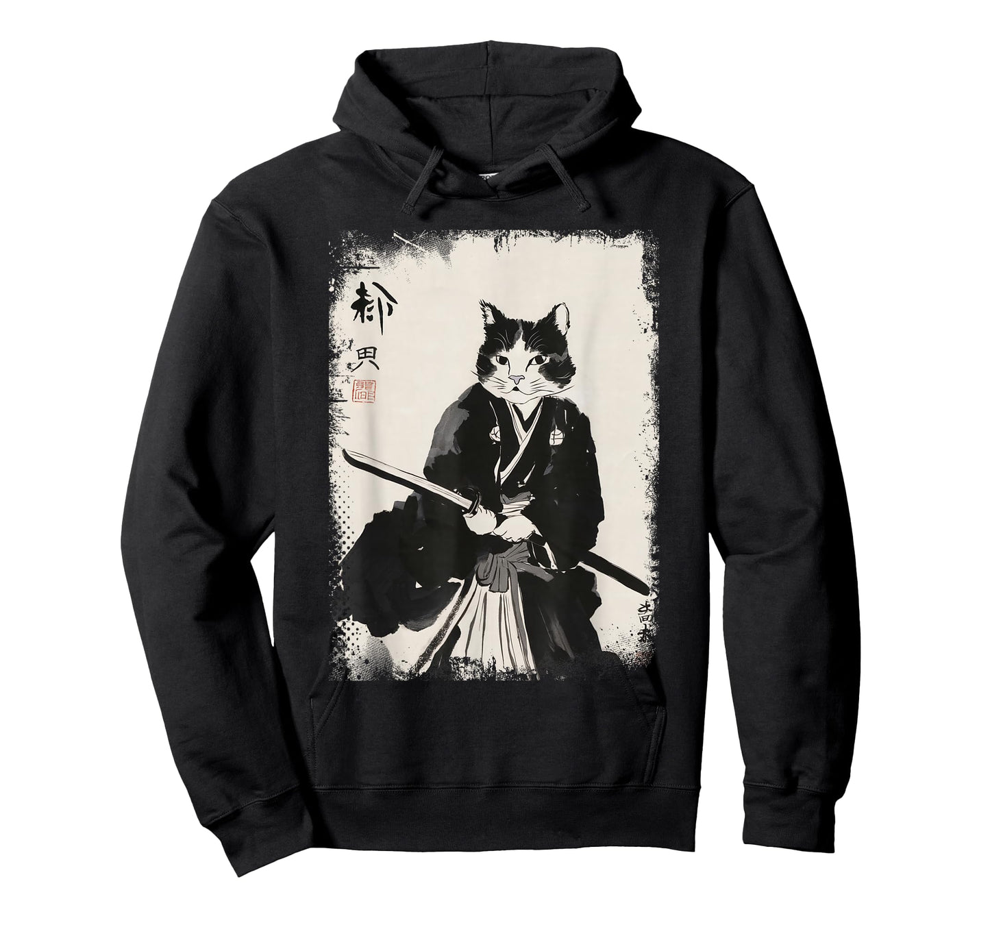 Cat Samurai Warrior Vintage Ukiyo-e Art Japanese Katana T-Shirt
