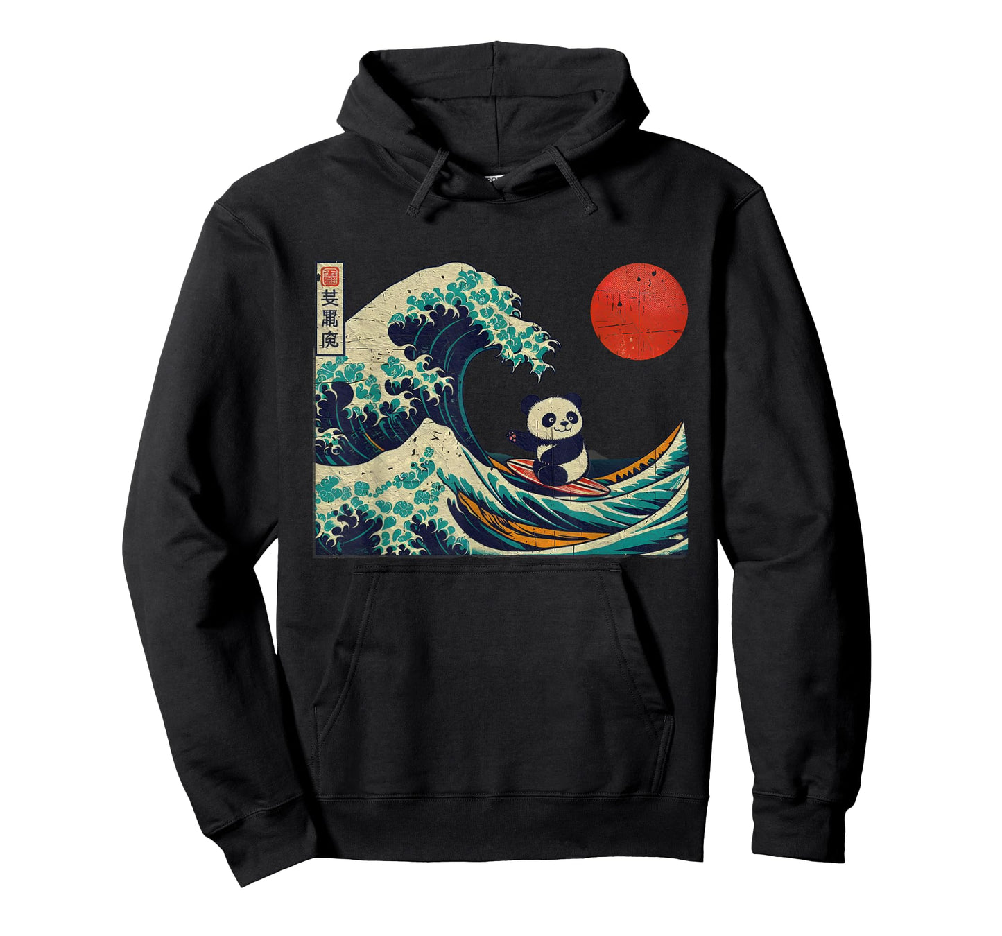 Panda Surfing Japanese Kawaii Anime Great Wave Japan Surfing T-Shirt