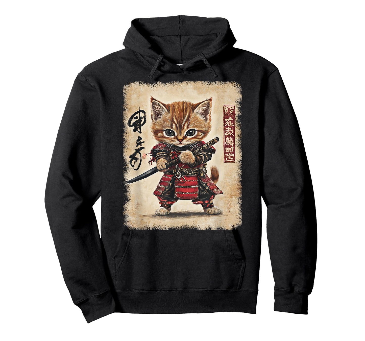 Japanese Samurai Kitten Kawaii Ninja Cat T-Shirt