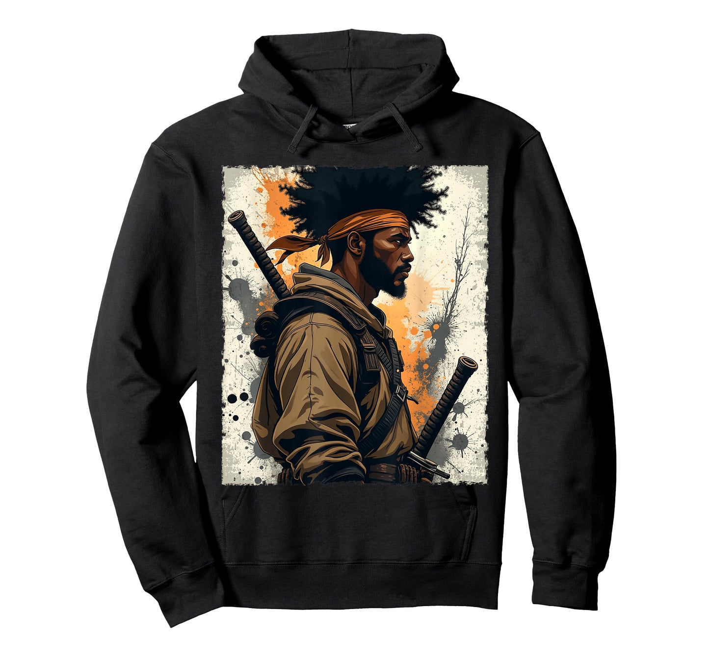 African Samurai Afro American Bushido Warrior Katana Vintage T-Shirt