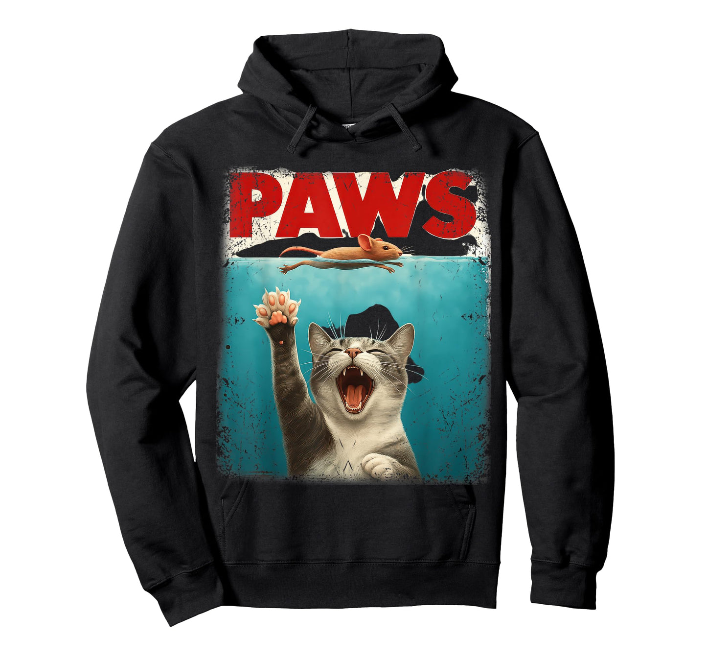 PAWS Parody Cat Mouse Humorous Cat Chasing Mouse Kitten T-Shirt for Men Women Kids