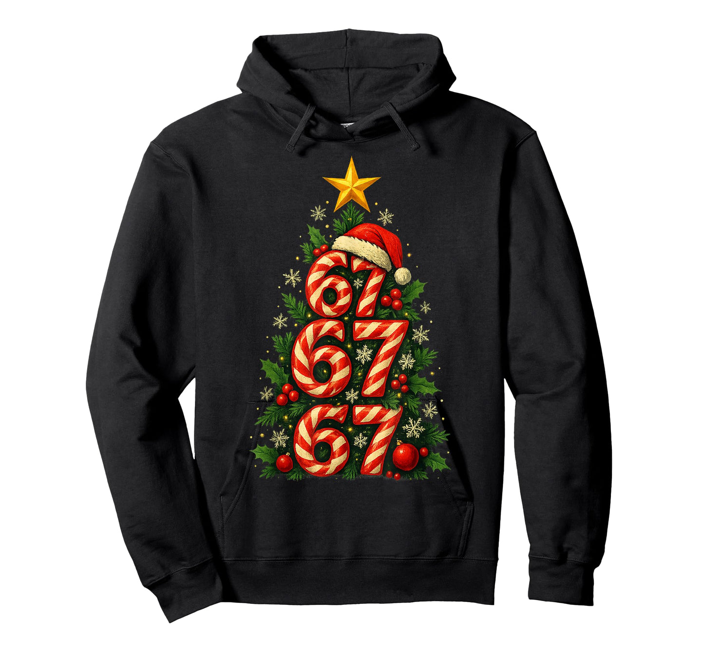 67 Christmas Tree Candy Cane Holiday Six Seven Meme Brainrot T-Shirt
