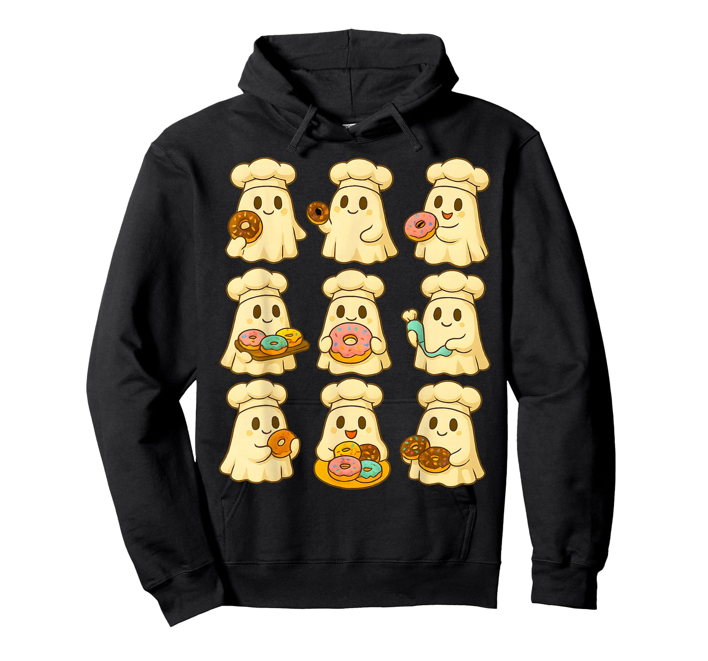 Kawaii Ghost Chef Donut Lover Halloween T-Shirt
