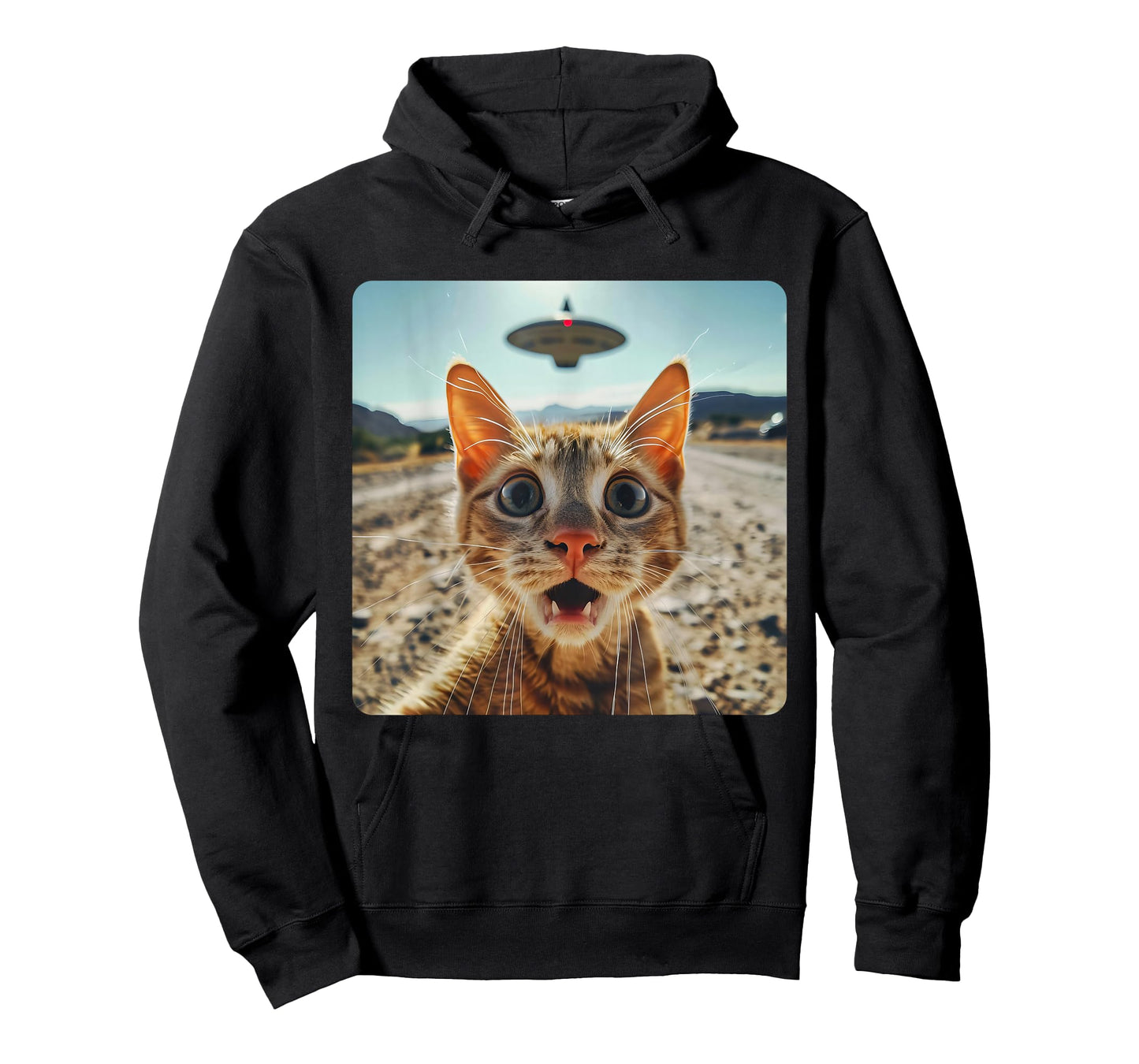 Extraterrestrial Encounter: Cat Selfie with Alien UFO T-Shirt
