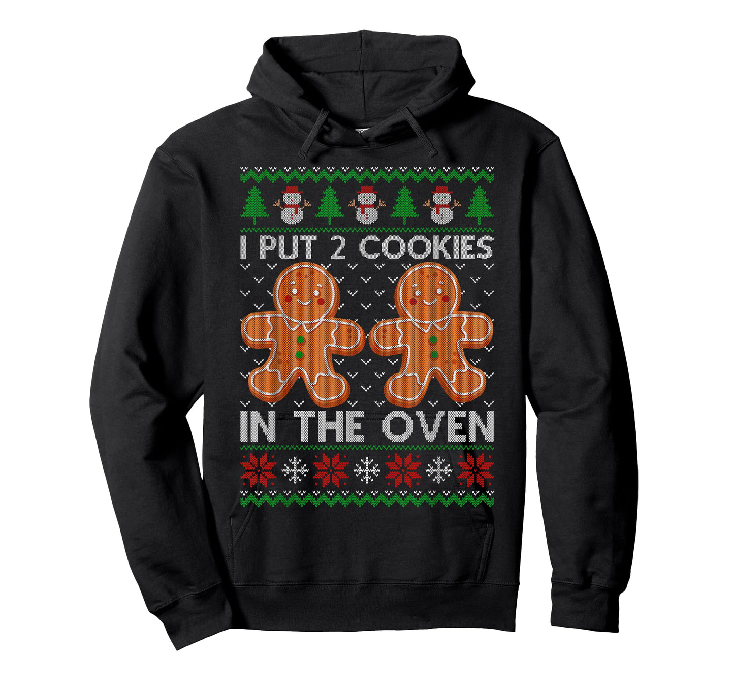 I Put 2 Cookies in The Oven Ugly Xmas Sweater Twin Pregnancy T-Shirt