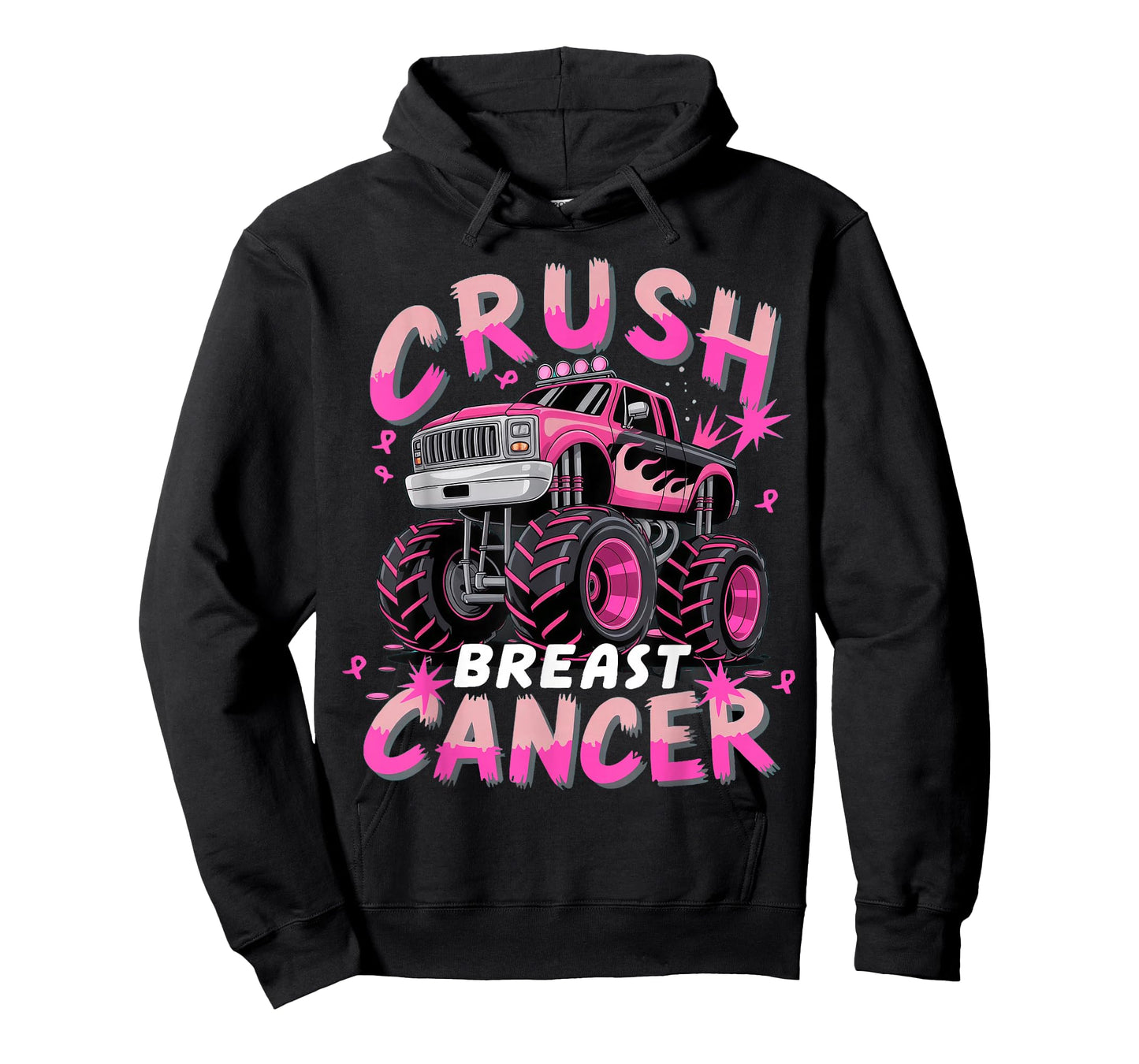Crush Breast Cancer Monster Truck Girls Boys Pink Awareness T-Shirt