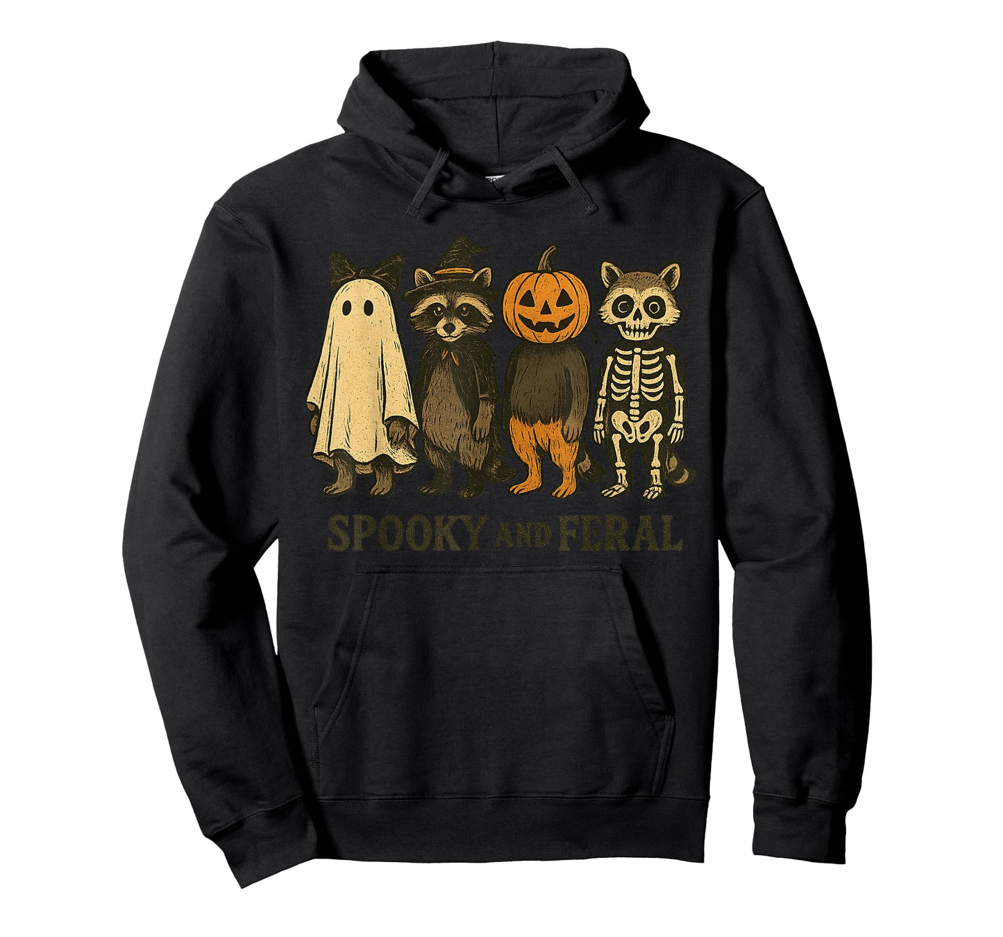 Halloween Raccoon Spooky And Feral Ghost Spooky Season T-Shirt