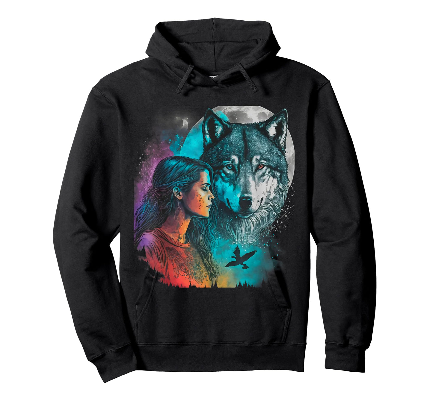 Ethnic Tribal Wolf Boho Feather Native American Hippie Women T-Shirt