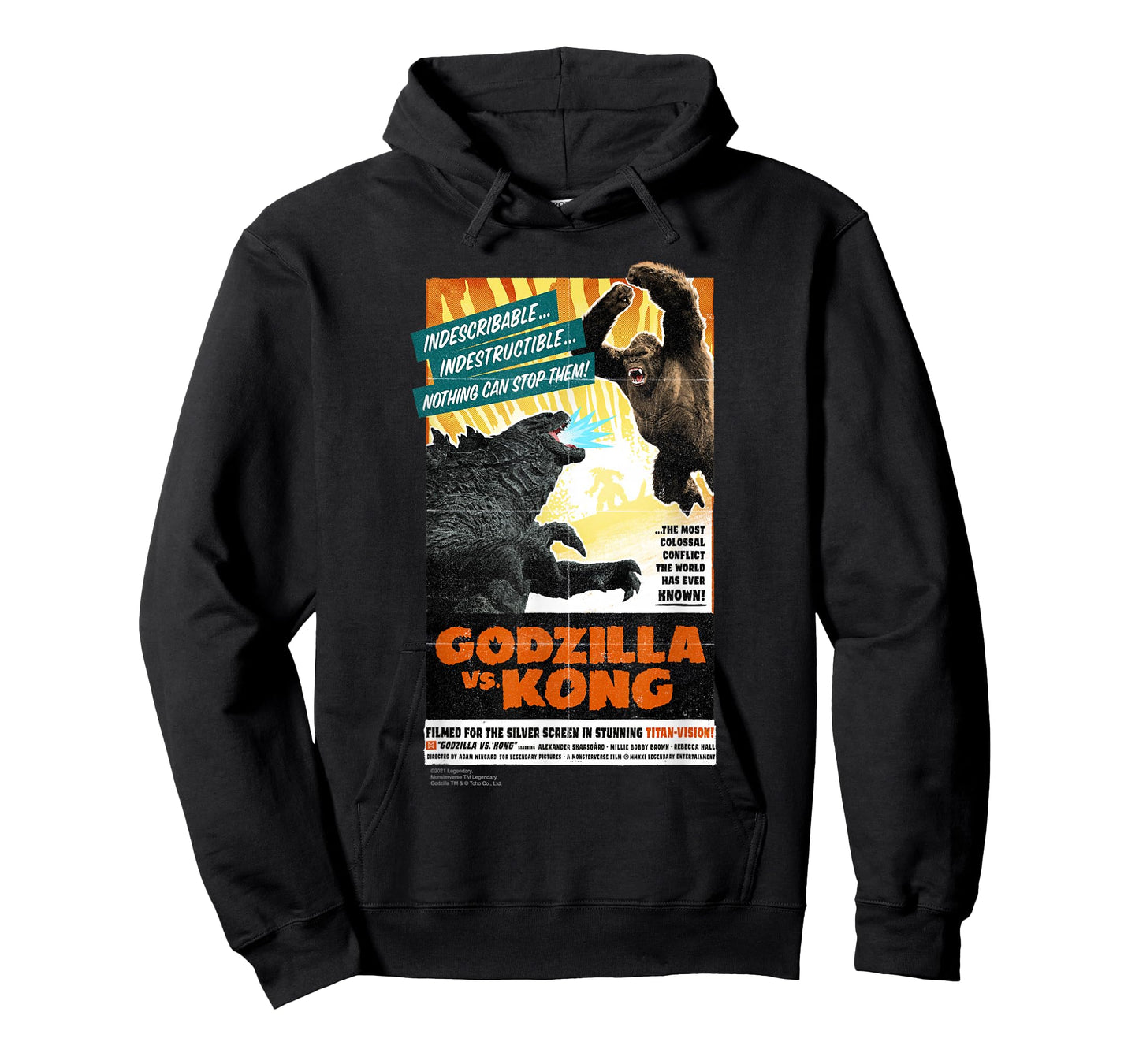 Monsterverse Godzilla vs Kong - Titan-Vision Retro Poster Unisex Adults Kids Black Short Sleeve T-Shirt