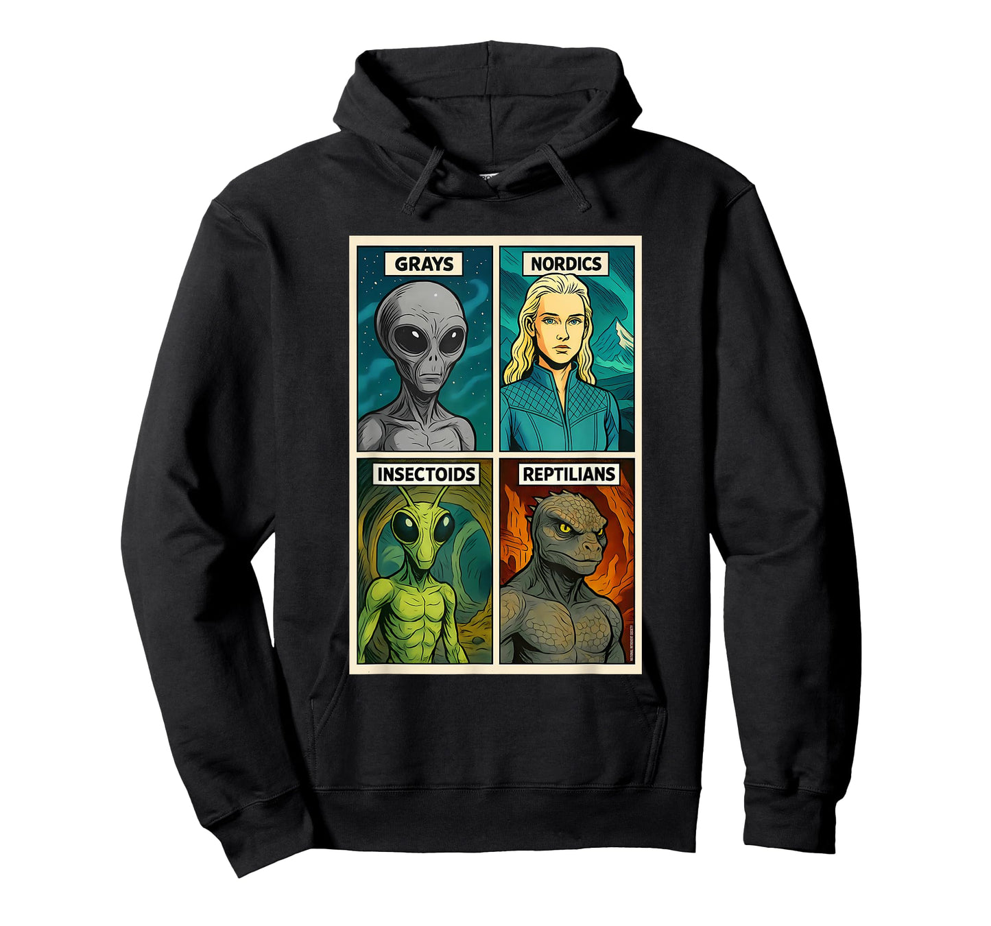 Gray Alien, Nordic, Insectoid, Reptilian - 4 Alien Species T-Shirt
