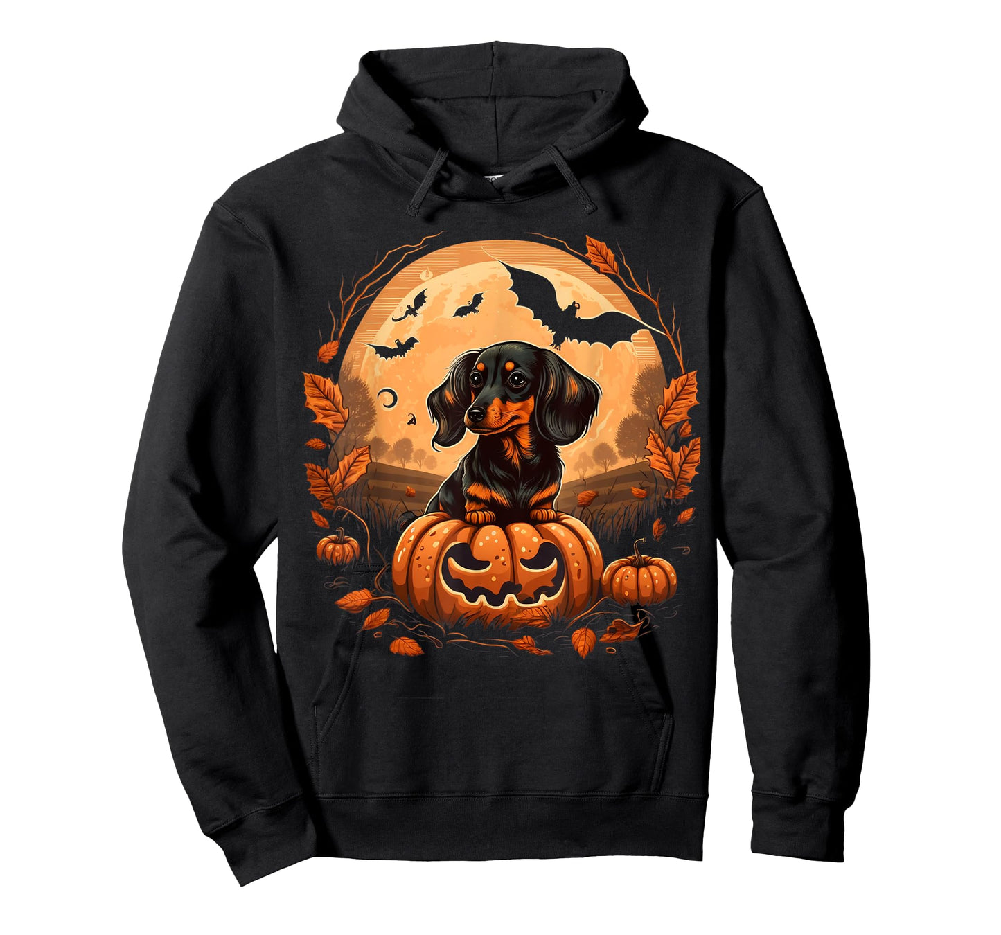 Pumpkin Dachshund costume on Dachshund Halloween T-Shirt