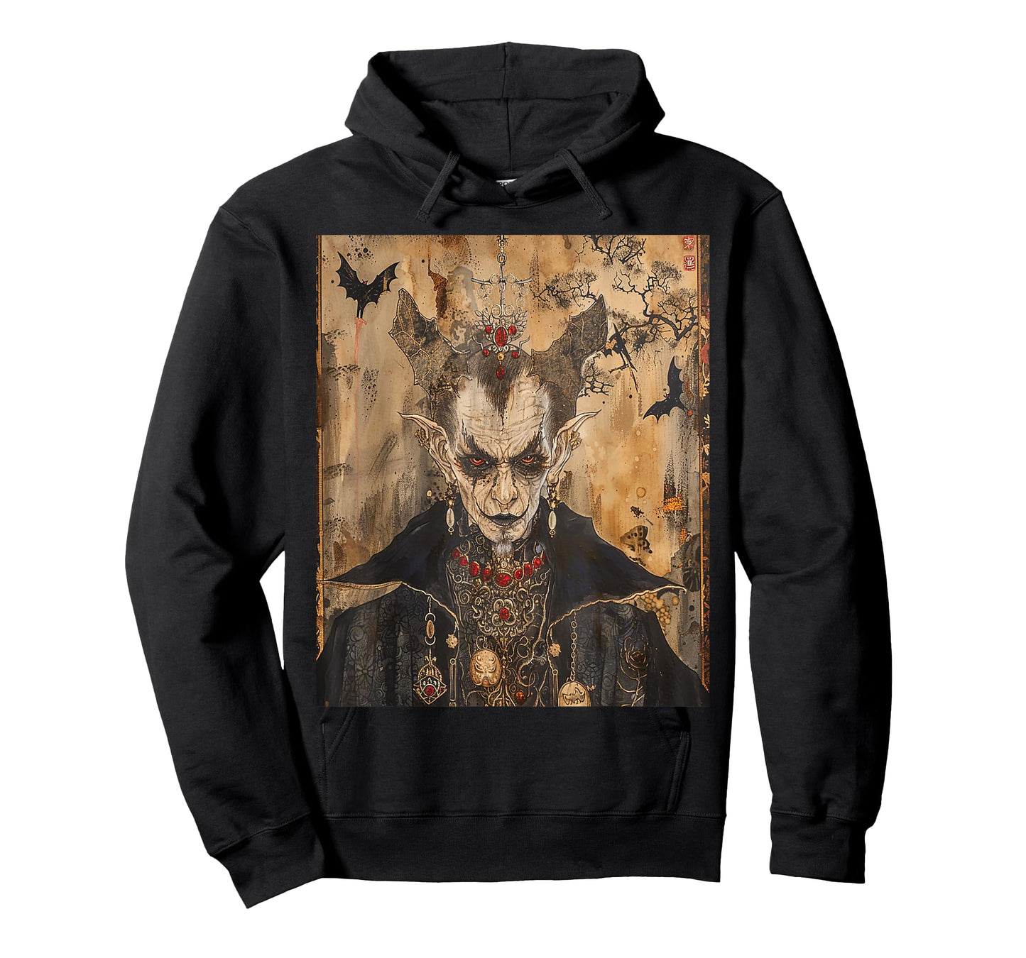 Scary Japanese Dracula Vampire Dynasty Adult Halloween Art T-Shirt