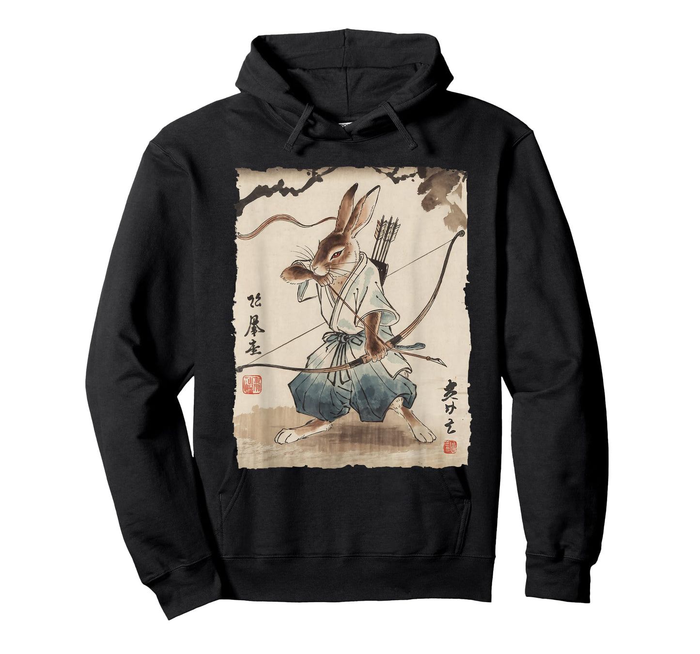 Rabbit Samurai Archer Japanese Ink Art for Men Women Kids T-Shirt