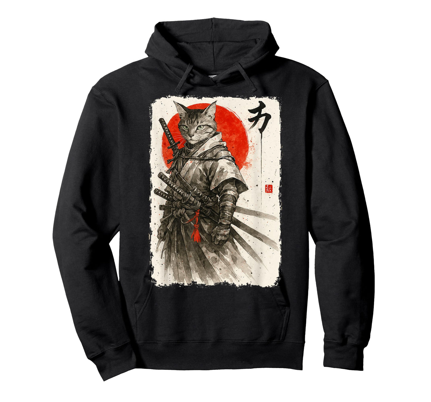 Samurai Cat Warrior Sumi-e Kawaii Japanese Art Cat Samurai T-Shirt