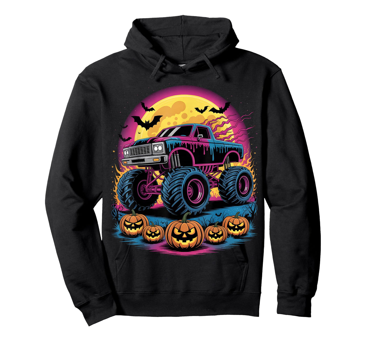 Spooky Monster Truck Drip Pumpkin Halloween Toddler Boy Kid T-Shirt