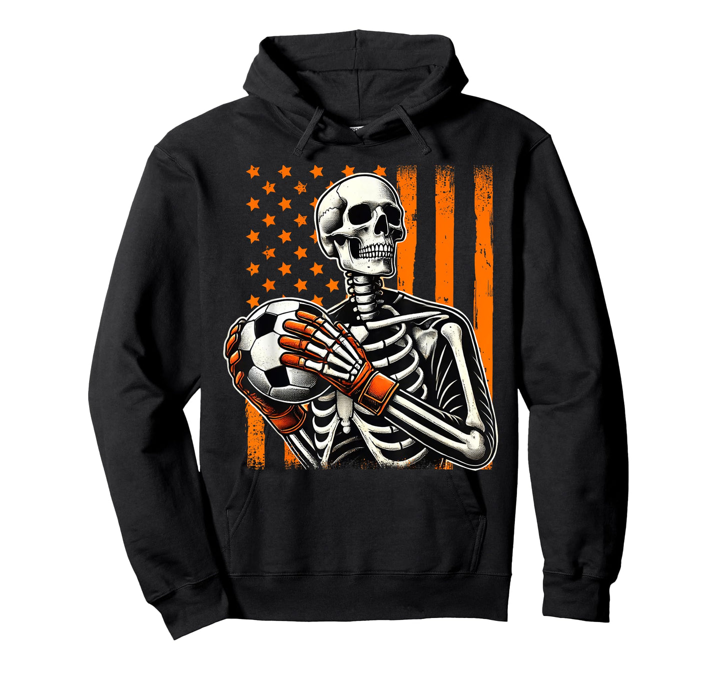 Skeleton Goalkeeper Holding Soccer Ball Goalie Halloween USA T-Shirt