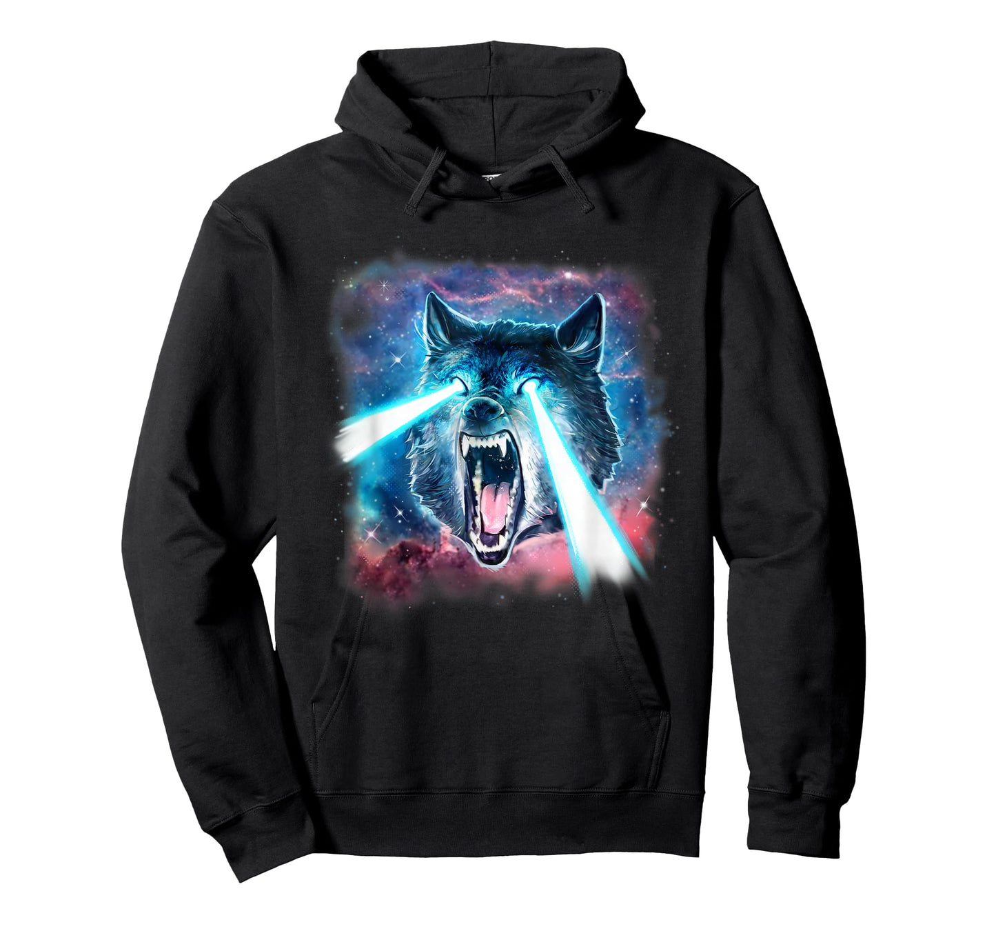 Scary White Wolf in Space Lasers Realistic Animal Print T-Shirt