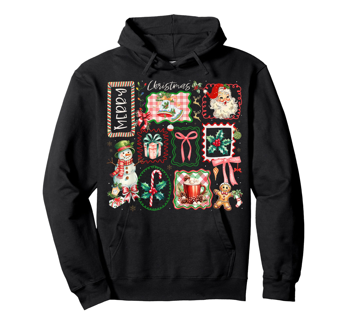 Merry Christmas Santa Snowman Candy Cane Gingerbread Bow T-Shirt