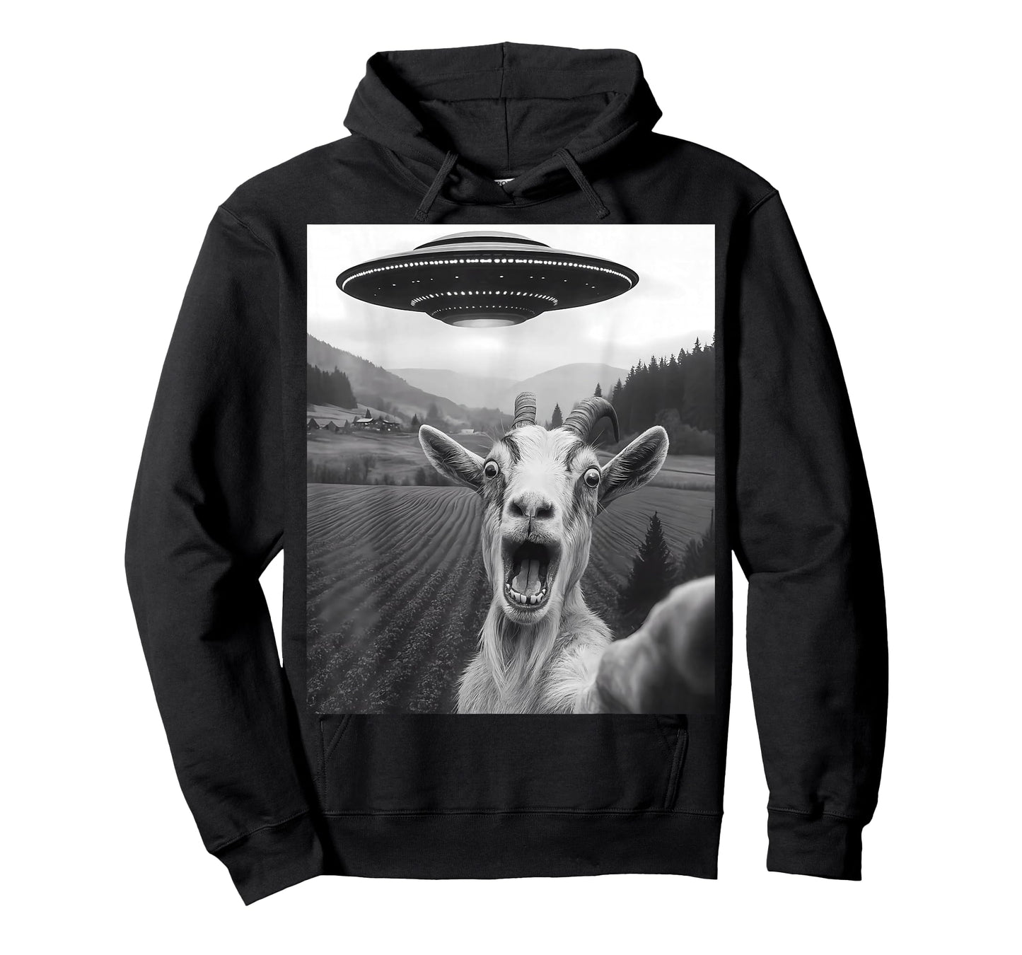 Funny Alien UFO Goat Abduction Selfie T-Shirt