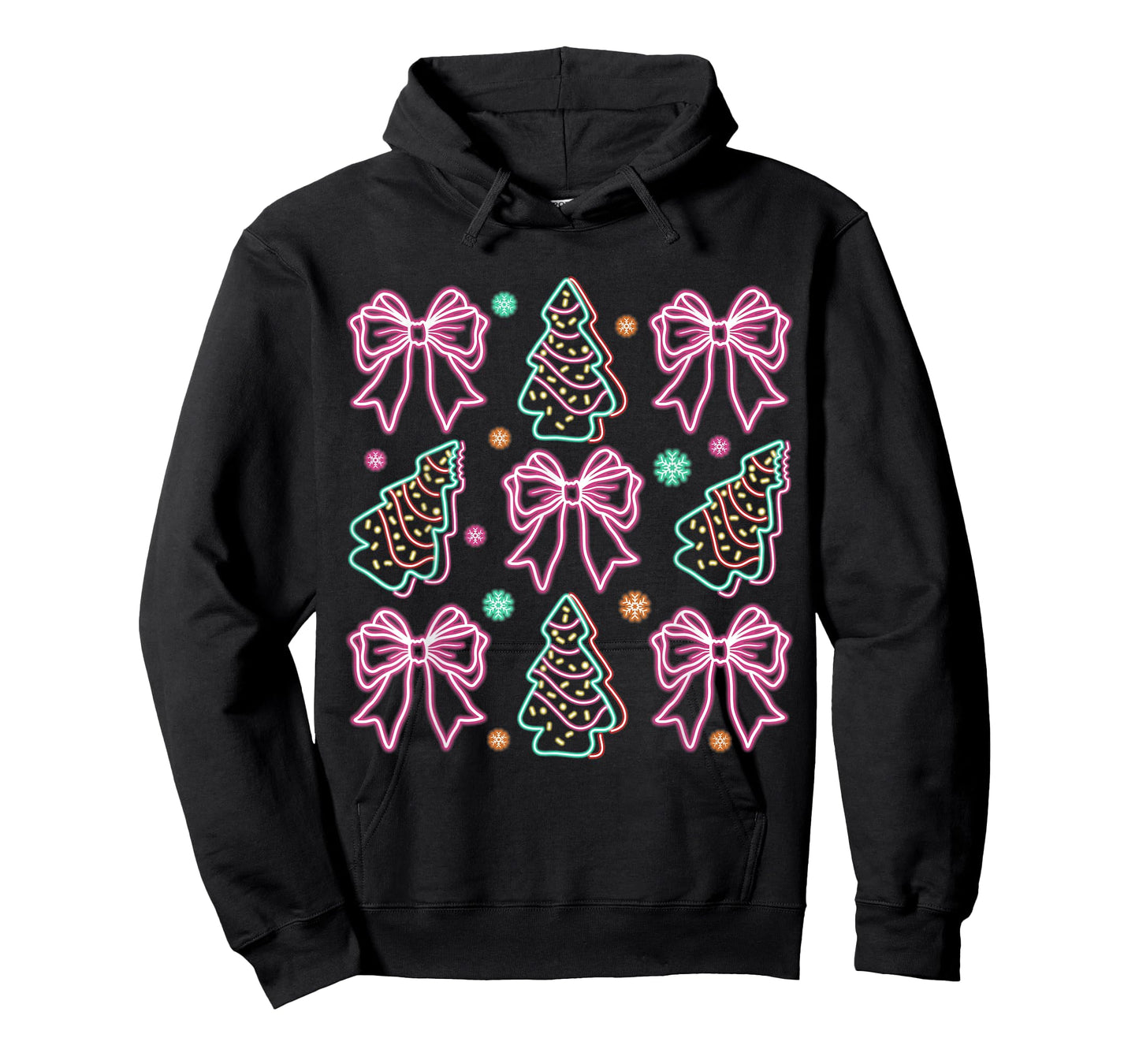 Neon Coquette Bow Santa Christmas Tree Cake Girly Xmas Women T-Shirt