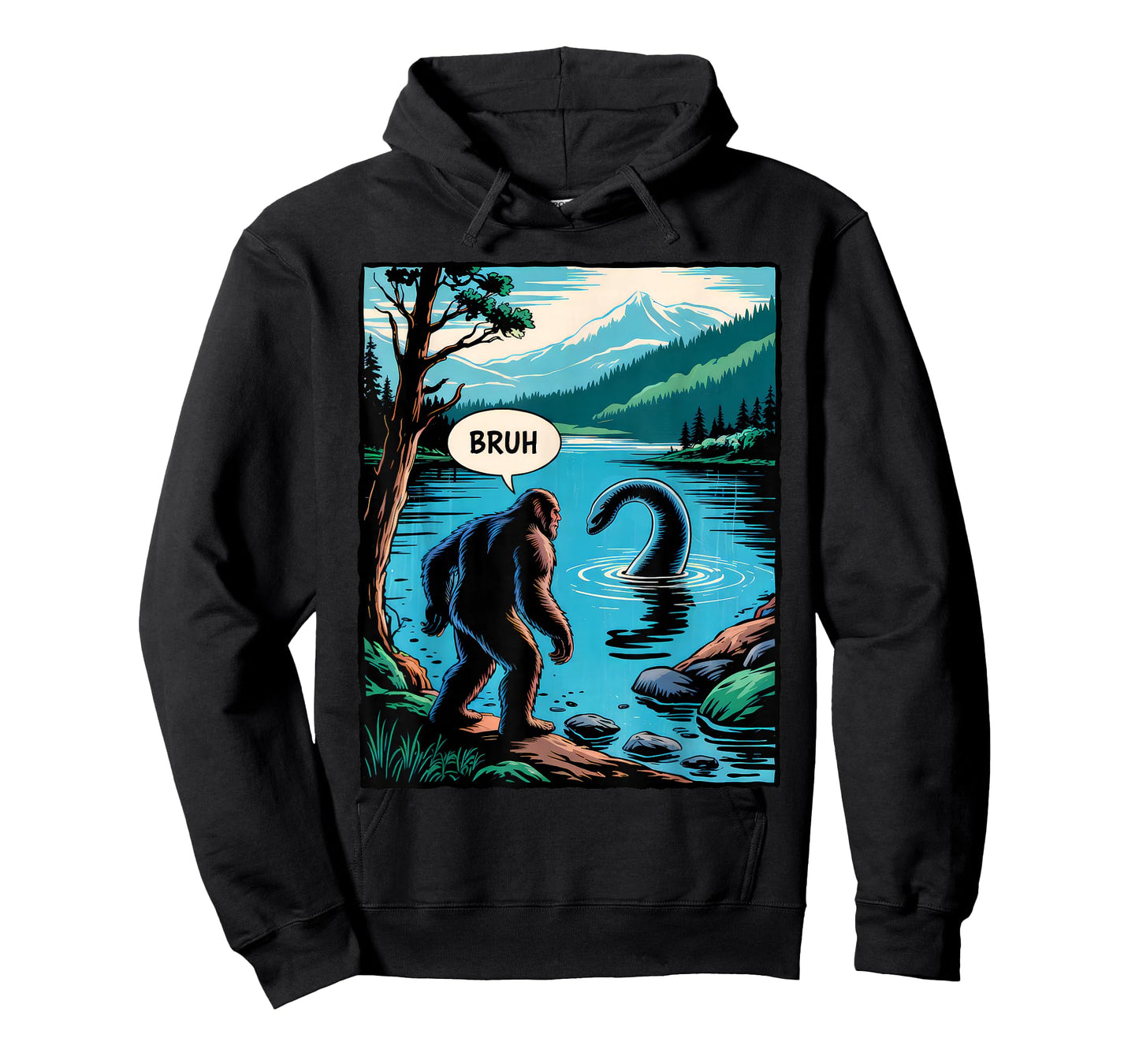 Funny Bigfoot Sasquatch Loch Ness Monster Introvert Bruh T-Shirt
