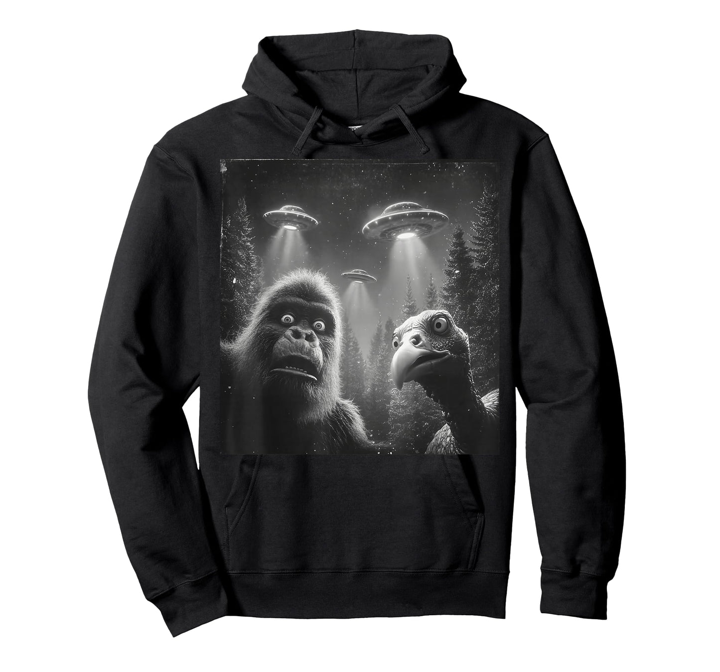 Funny Thanksgiving Bigfoot Turkey Selfie UFO Sasquatch T-Shirt