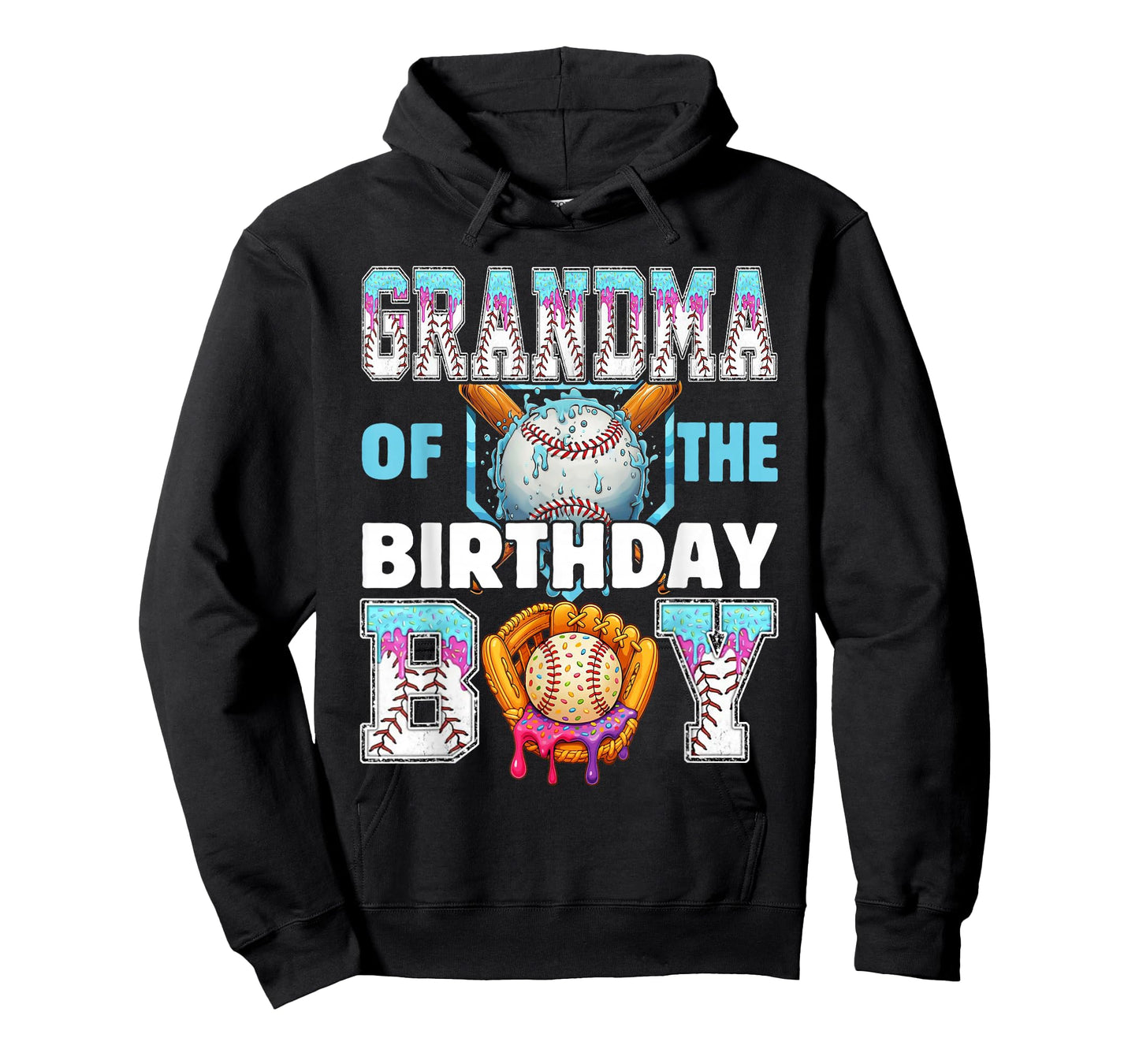 Baseball Ice Cream Drip Grandma of The Birthday Boy T-Shirt