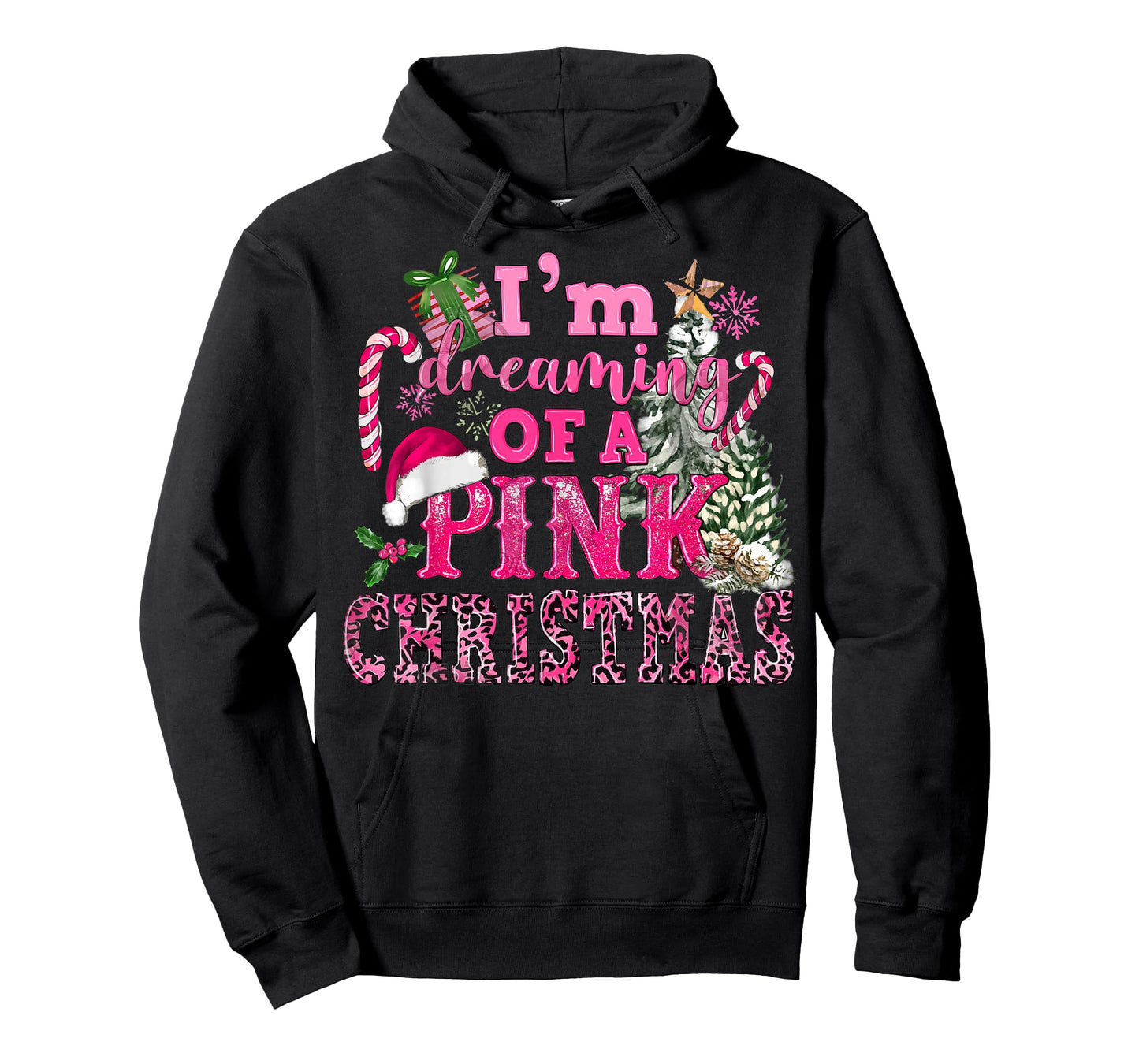 I'm Dreaming Of A Pink Christmas Tree Lights Candy Cane T-Shirt