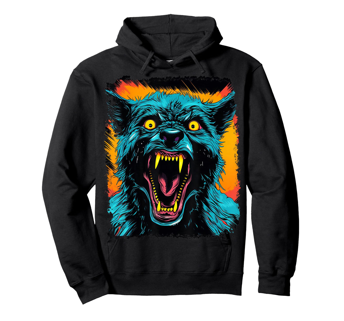 FrightNightFits Werewolf Halloween Graphic T-Shirt - Black, Unisex-Adults & Kids, Short Sleeve, Small