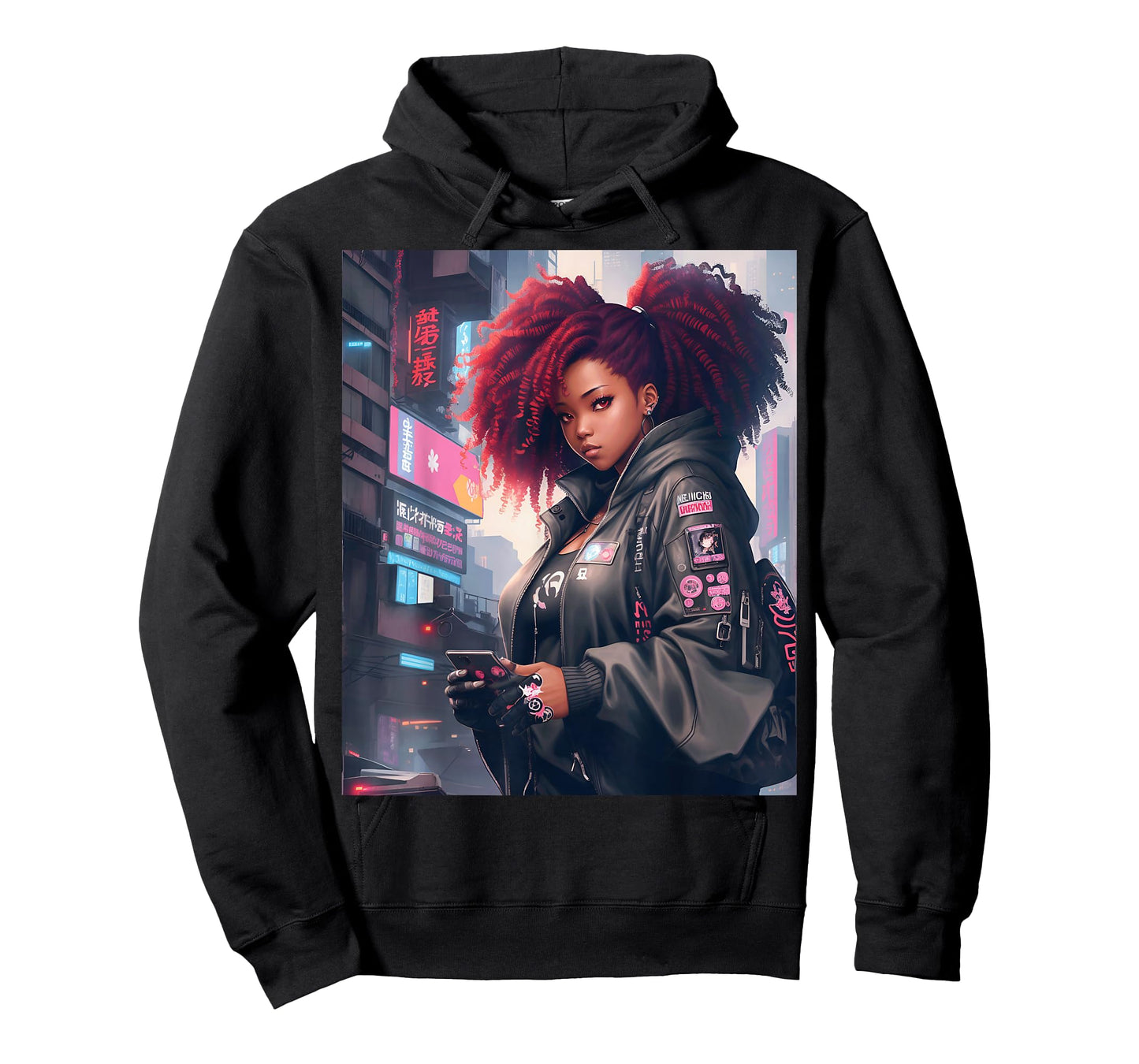 Black Anime Girl Kawaii Waifu Aesthetic T-Shirt
