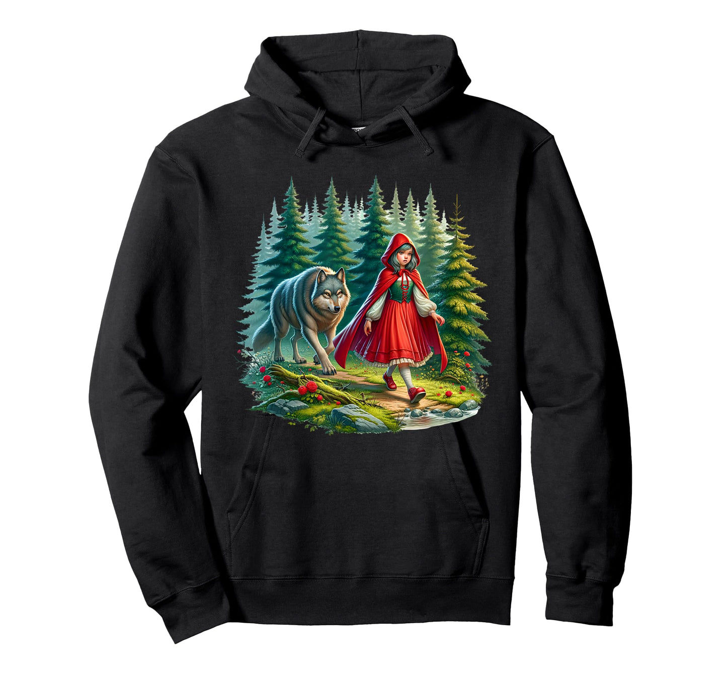 Little Red Riding Hood Stalked by Wolf Halloween Costume T-Shirt