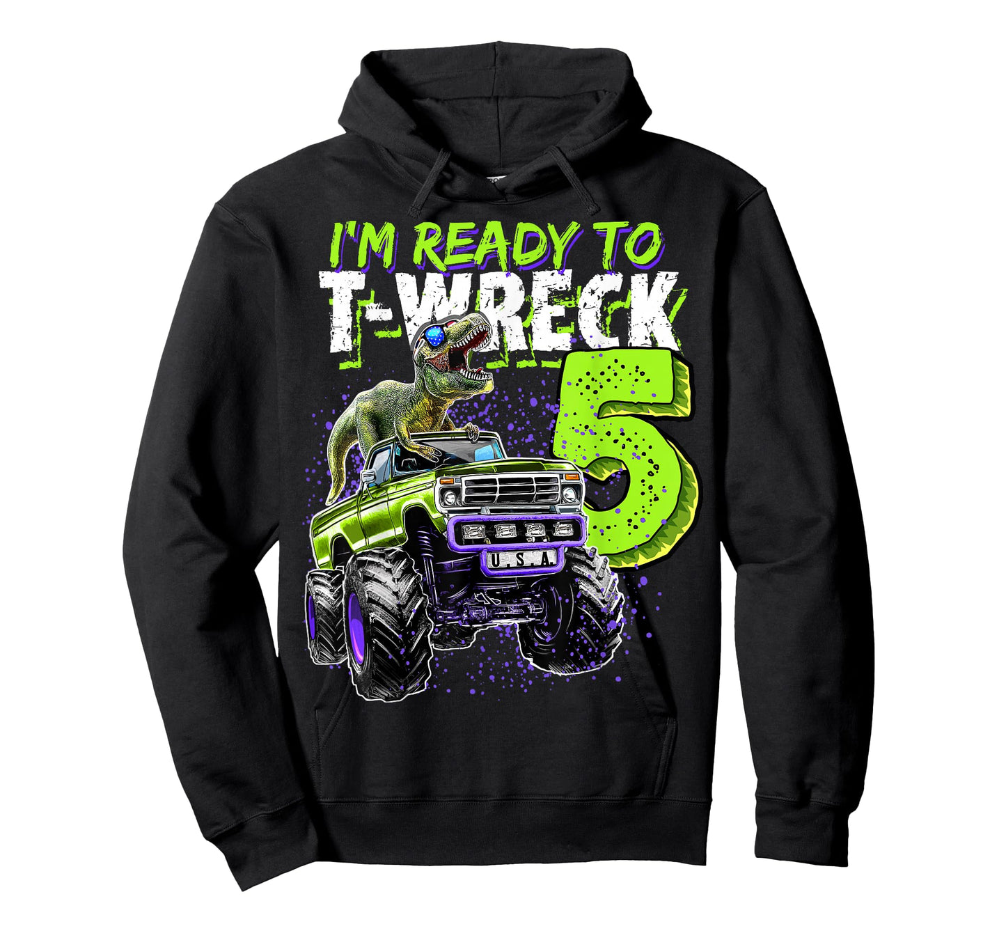 Ready to T-Wreck 5 Dinosaur Monster Truck 5th Birthday Boys T-Shirt