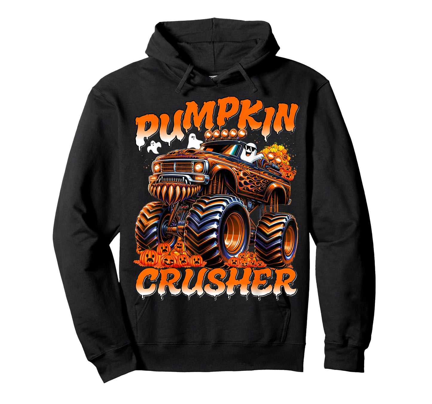 Pumpkin Crusher Monster Truck Ghosts Halloween for Boys T-Shirt