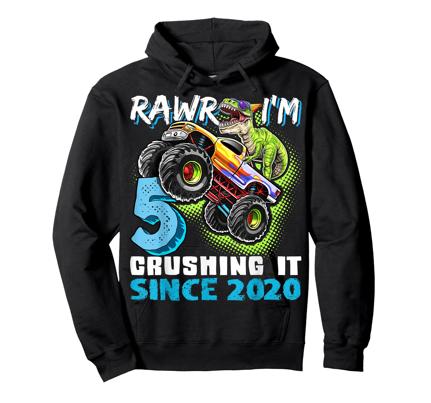 5th Birthday Monster Truck Dinosaur Party Boys Rawr I'm 5 T-Shirt