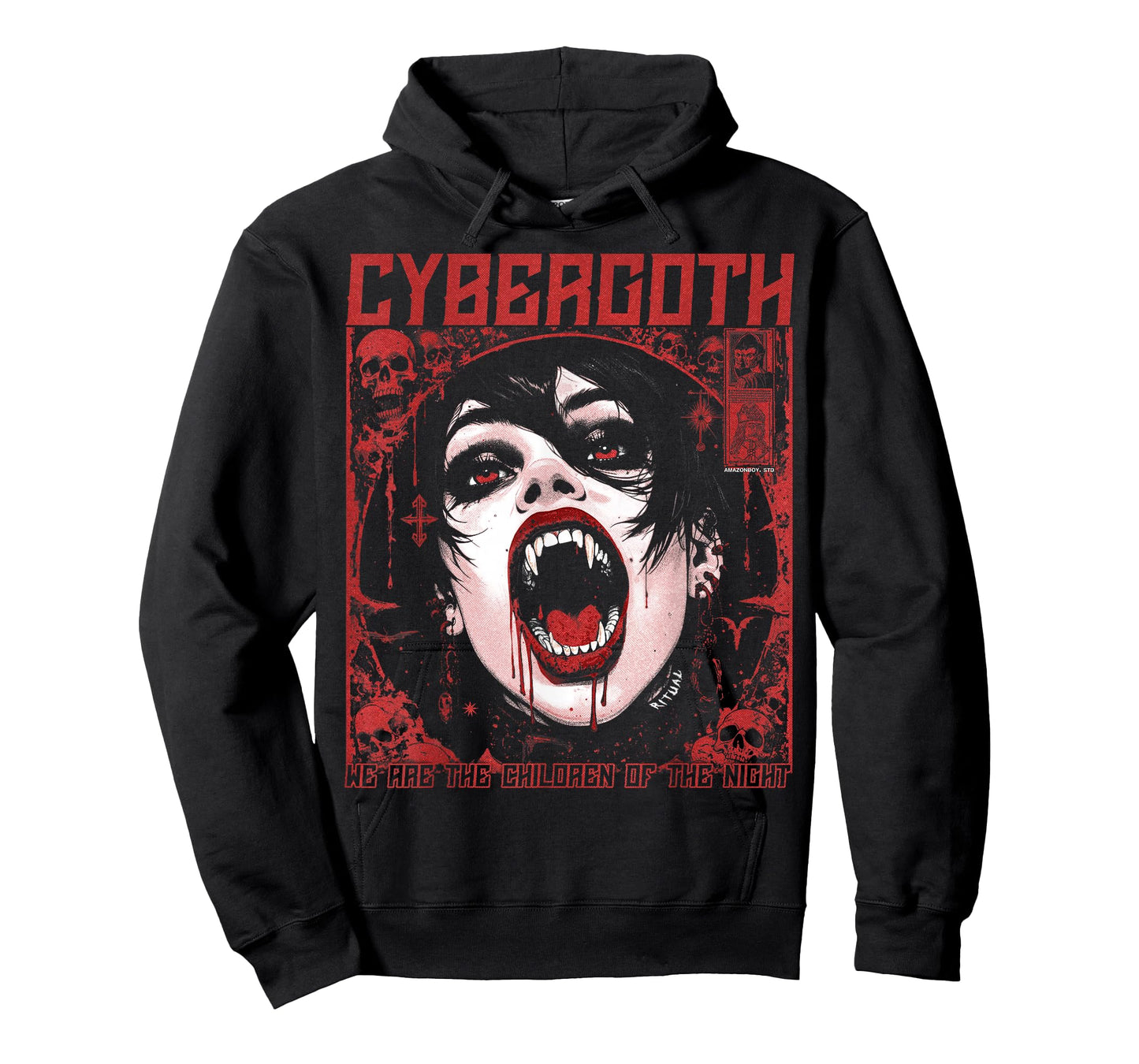 Cybergoth Creepy Manga Anime Gothic Vampire Alt Goth Grunge T-Shirt