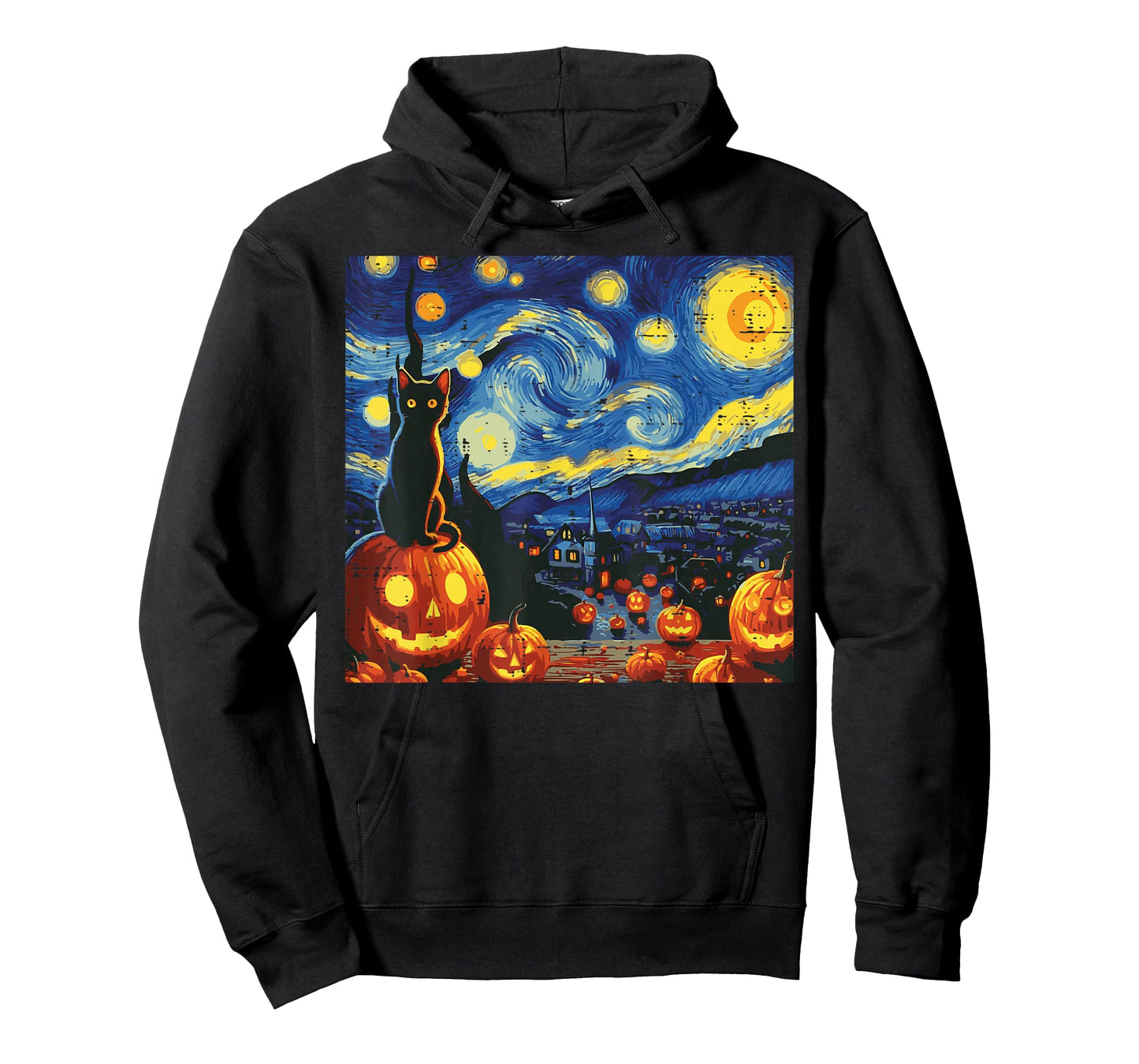 Halloween Starry Night Cat Pumpkins Costume Men Women Kids T-Shirt