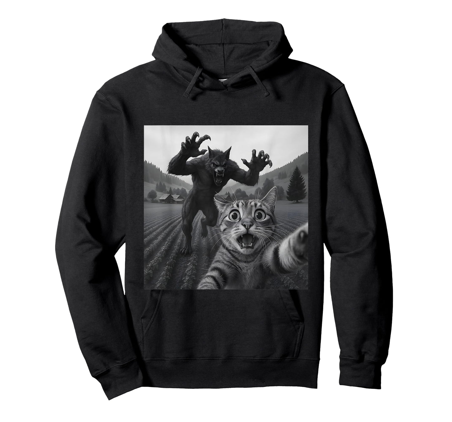 Epic Werewolf and Funny Cat Scary Monster Design T-Shirt