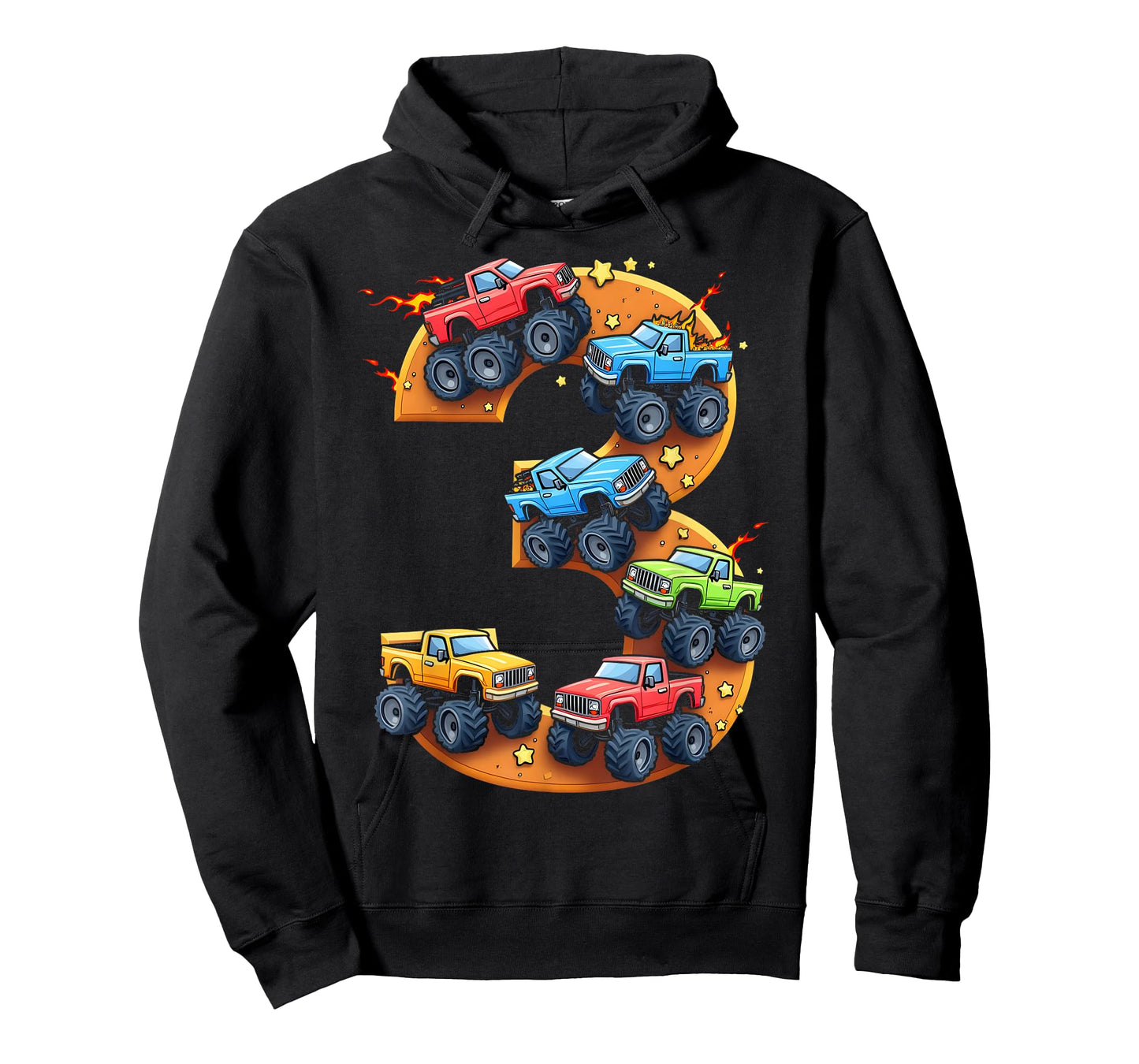 3 Year Old Monster Truck Boy Toddler 3rd Birthday Party T-Shirt