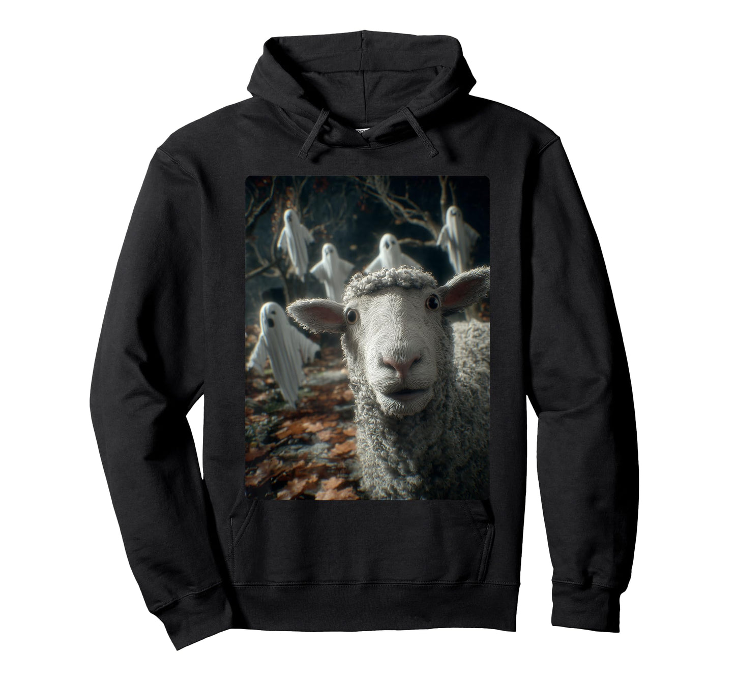 Funny Sheep Selfie Ghosts Haunted Forest Halloween Animal T-Shirt