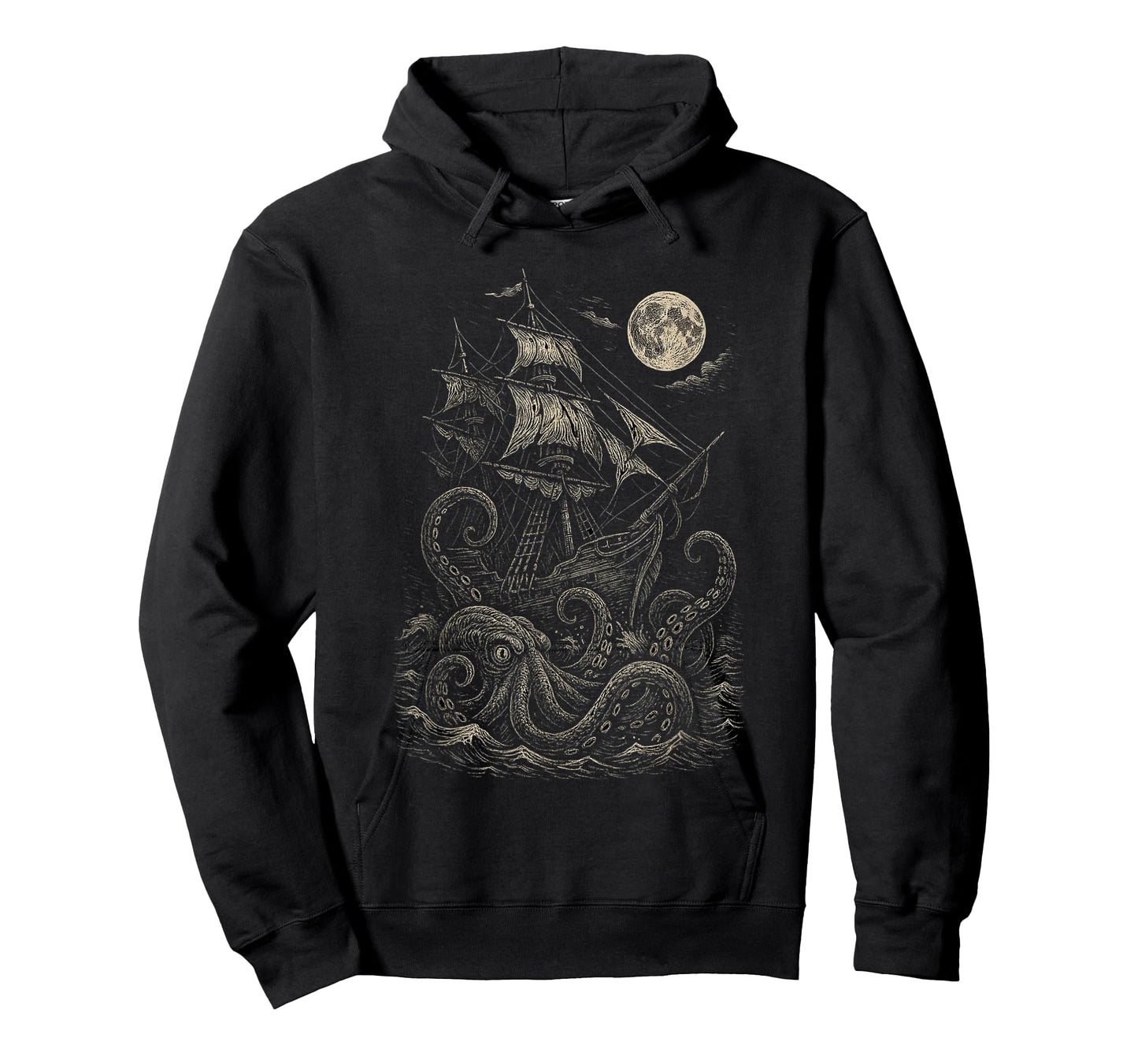 Vintage Pirate Ship Attacked by Sea Monster Kraken T-Shirt