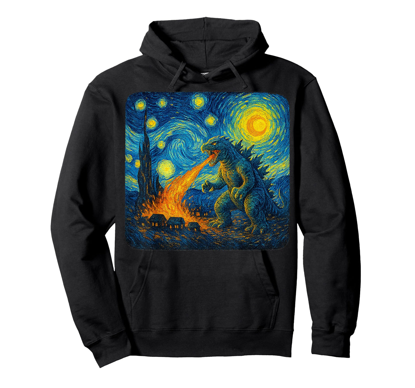 Japanese Monster Kaiju Starry Night Van Gogh Gifts Men Women T-Shirt