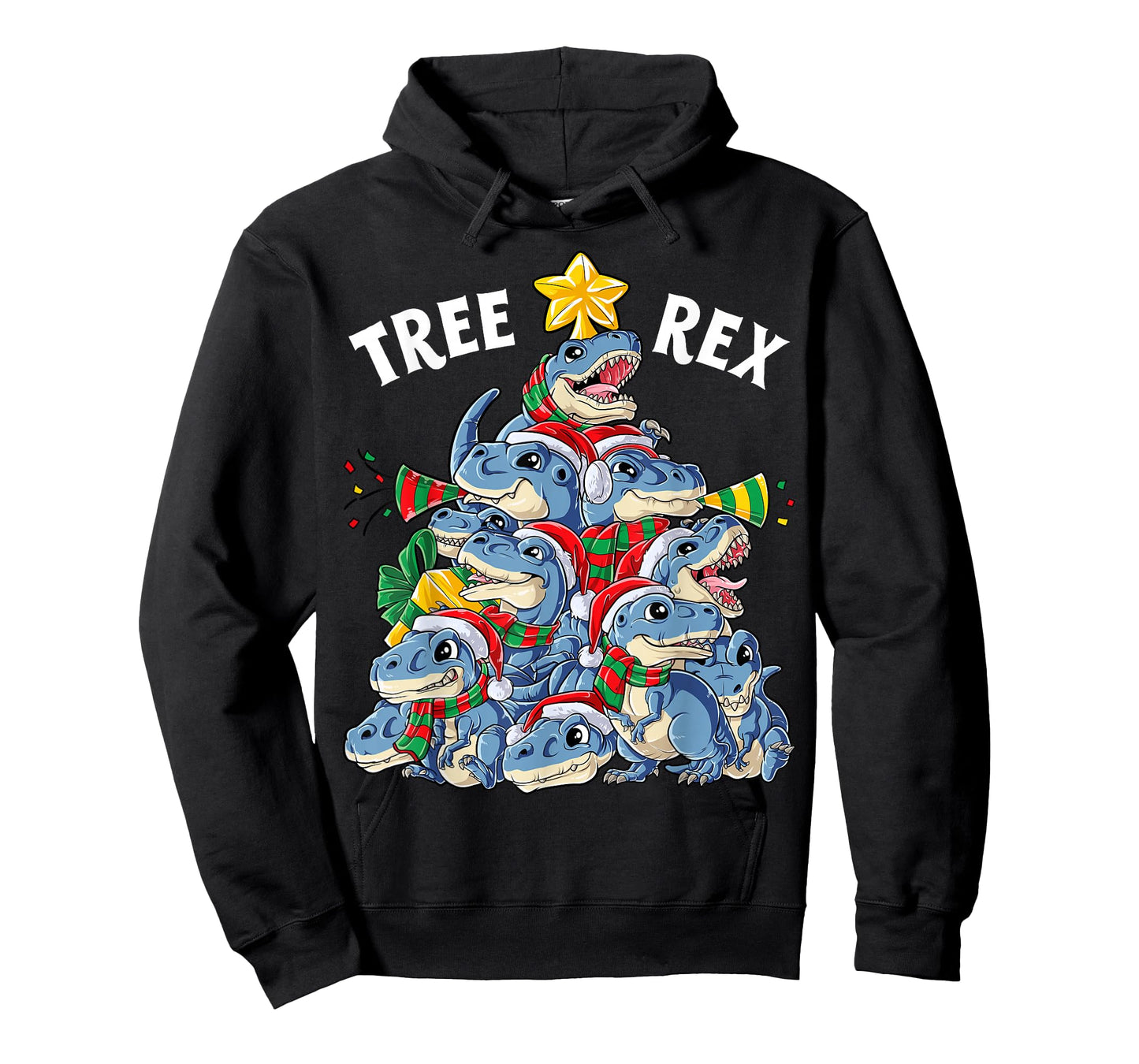 Christmas Dinosaur Tree Rex Pyjamas Men Boys Xmas Santa Hat T-Shirt